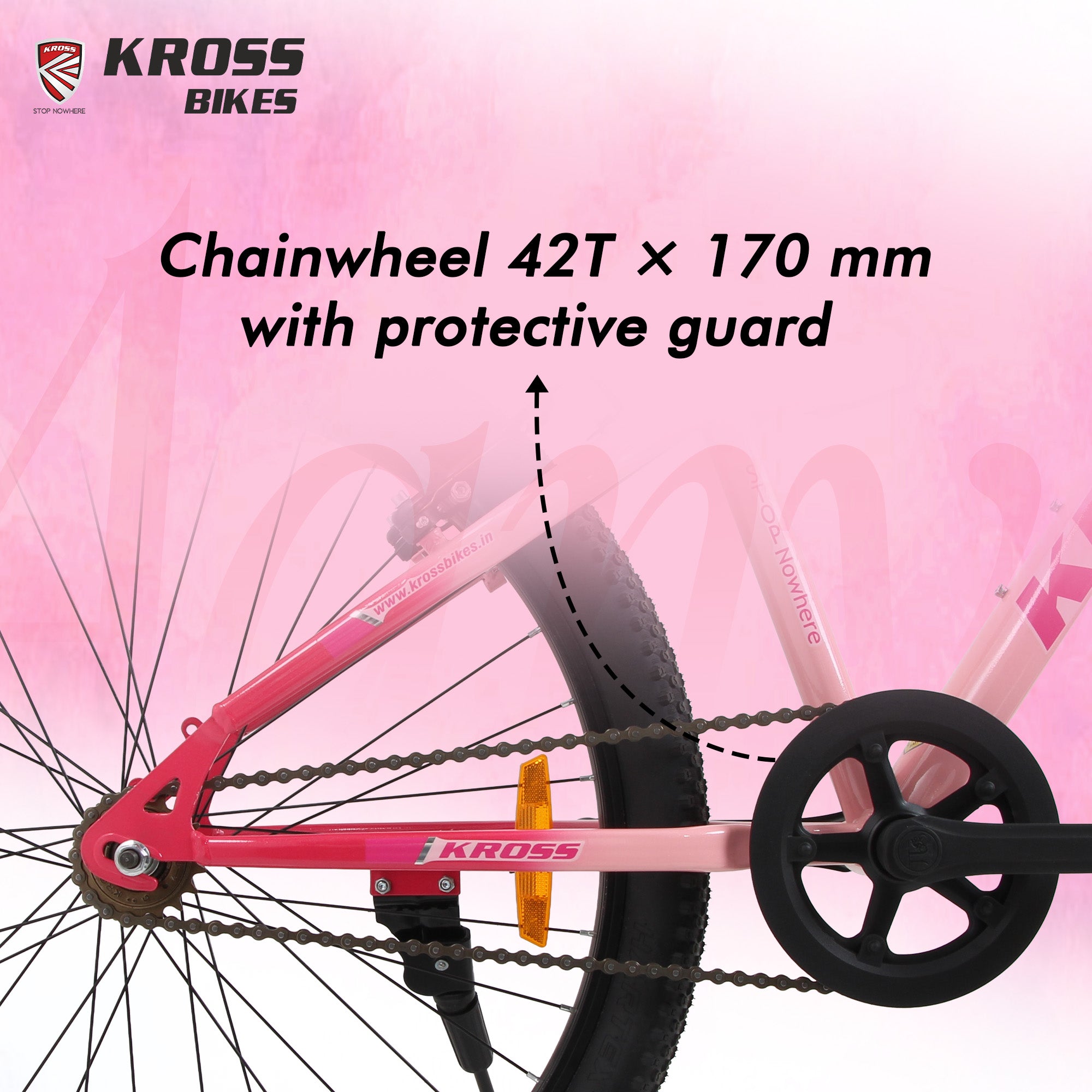 Kross Aanya 26T Single Speed MTB Cycle with Suspension Fork, Alloy Rims & 26x2.40 Tires (Pink)