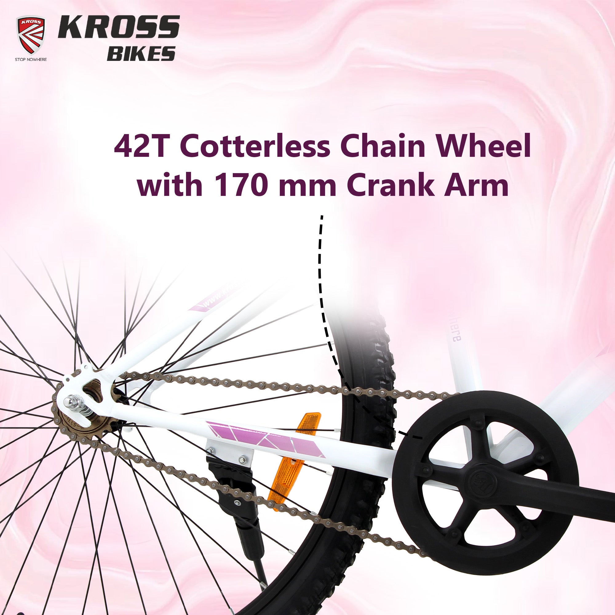 Kross Marina 26T Single Speed Hybrid Lady Cycle | Alloy Rim | V-Brake | White-Purple