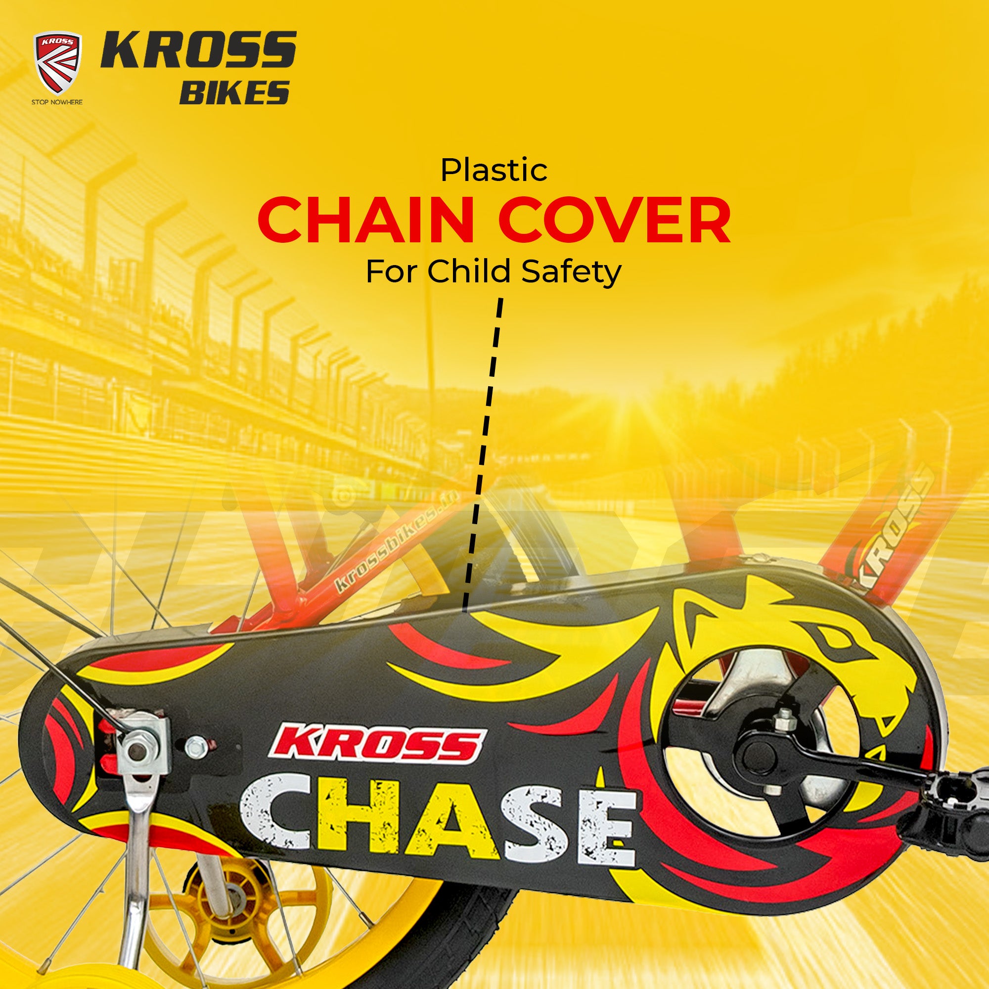 Kross Chase 16T Kids Bicycle with Caliper Brakes & Training Wheels – Ideal for 4–6 Years (Red/Yellow)