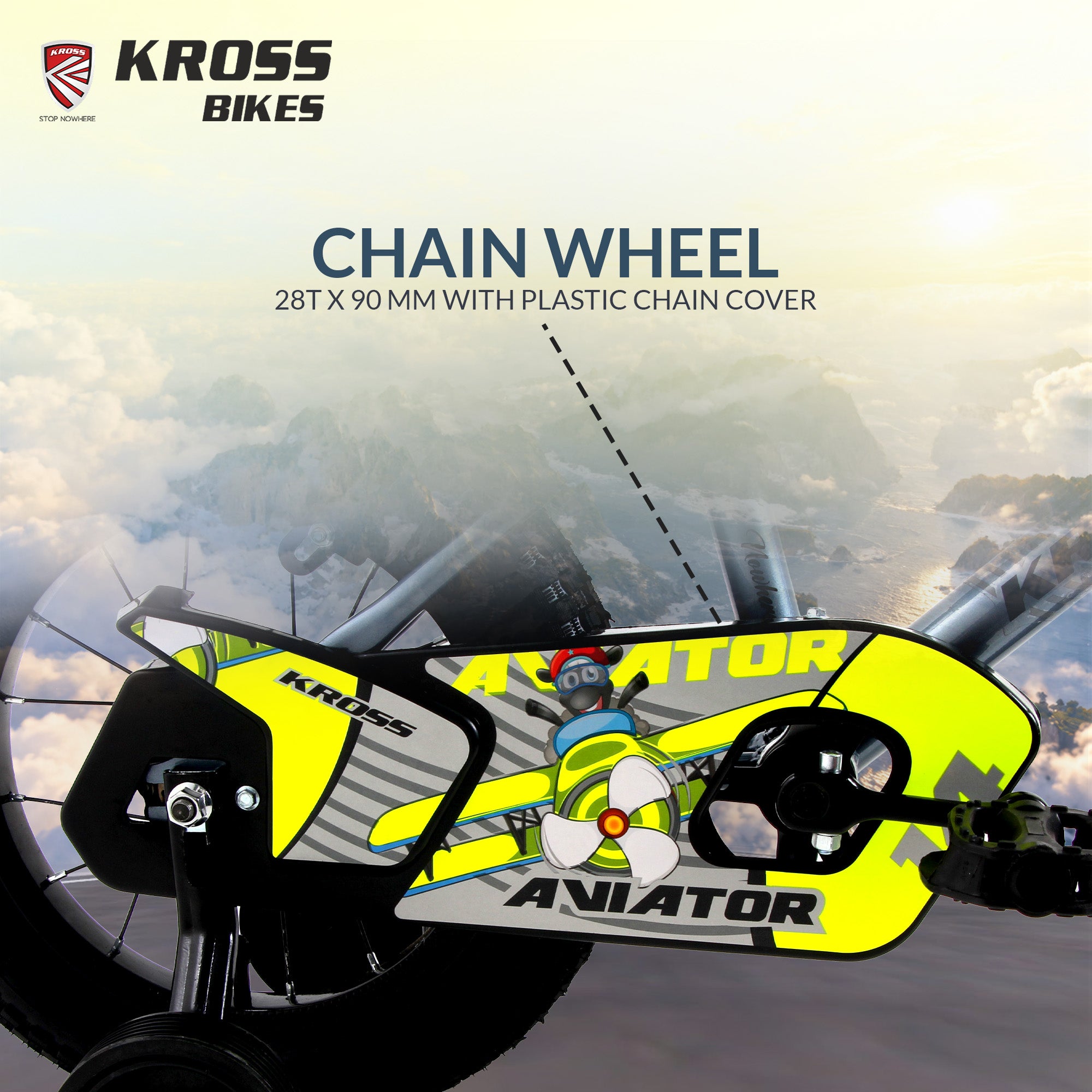 Kross Aviator 14T Kids Bicycle with Training Wheels | Steel Frame | Dual Caliper Brake | Green/Grey