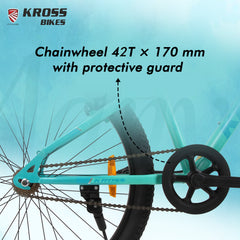 Kross Aanya 26T Single Speed MTB Cycle with Suspension Fork, Alloy Rims & 26x2.40 Tires (Green/Black)