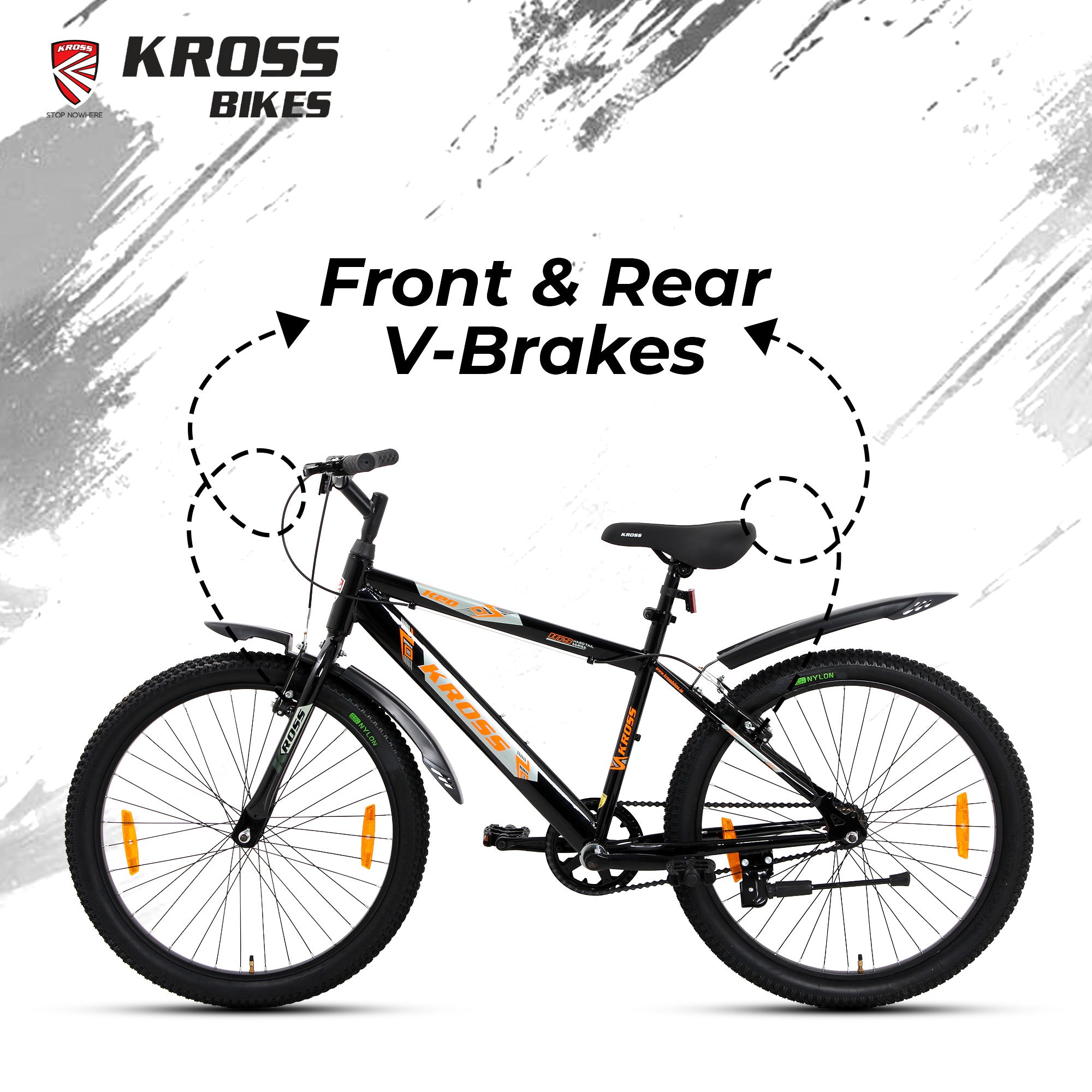 Kross 24T Single Speed Kids Bicycle – Steel Frame, V-Brakes, 24x2.40 Tyres, Black