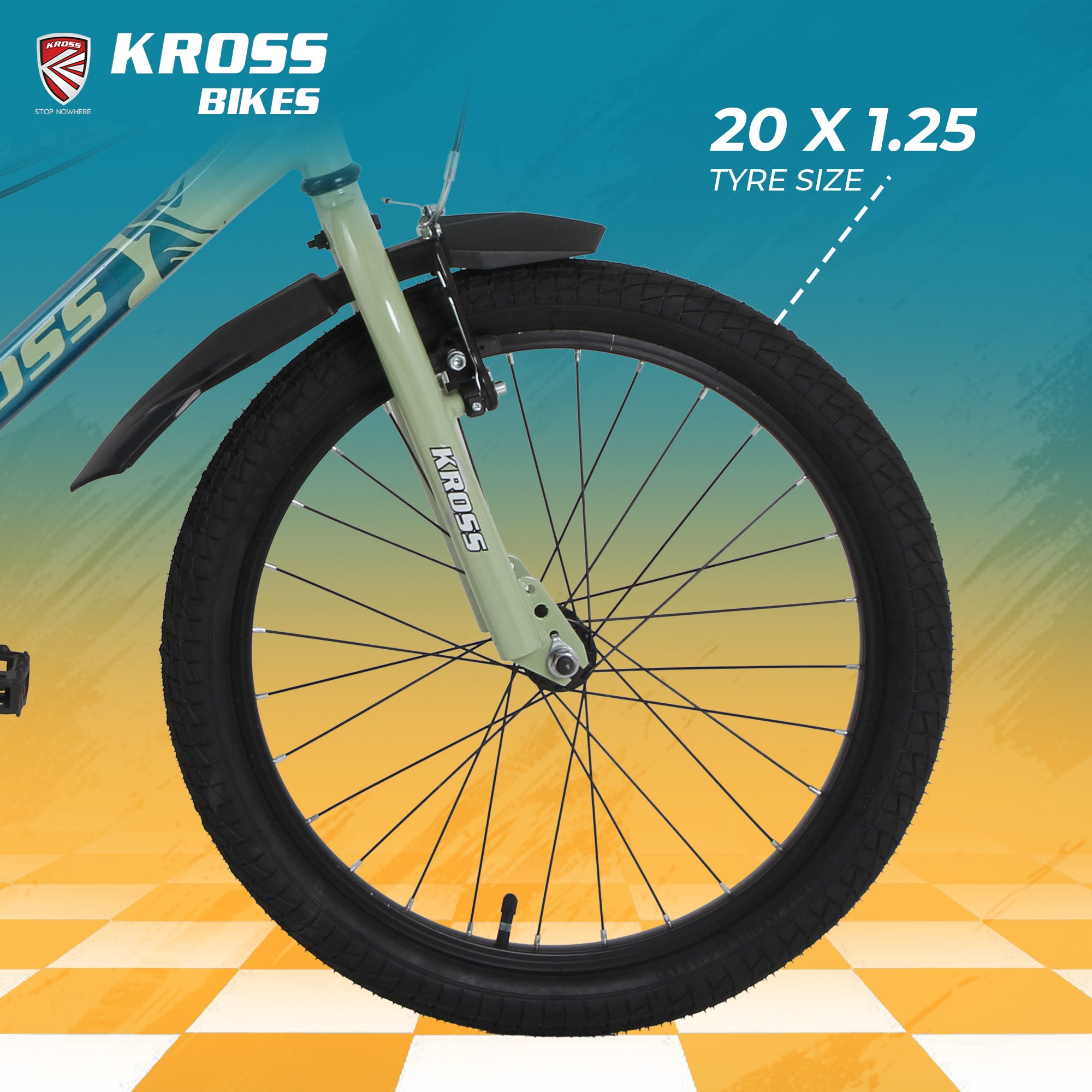 Kross GT-100 20T Kids Bicycle | Green-Orange | Single Speed | V-Brake