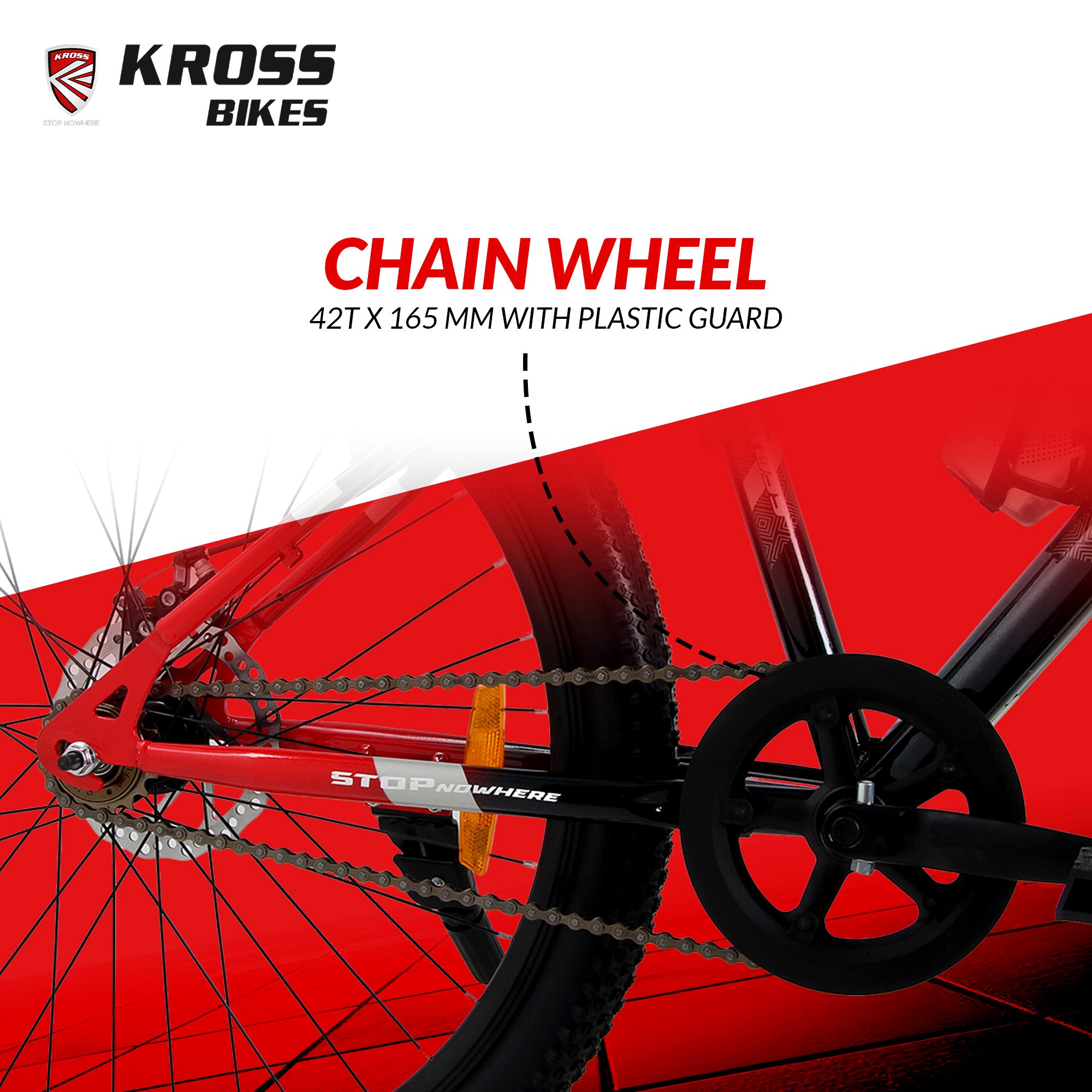 Kross Maximus Plus 26T Steel Single Speed Mountain Bike with Front & Rear Disc Brakes (26x2.40T, Red Alloy Rims)
