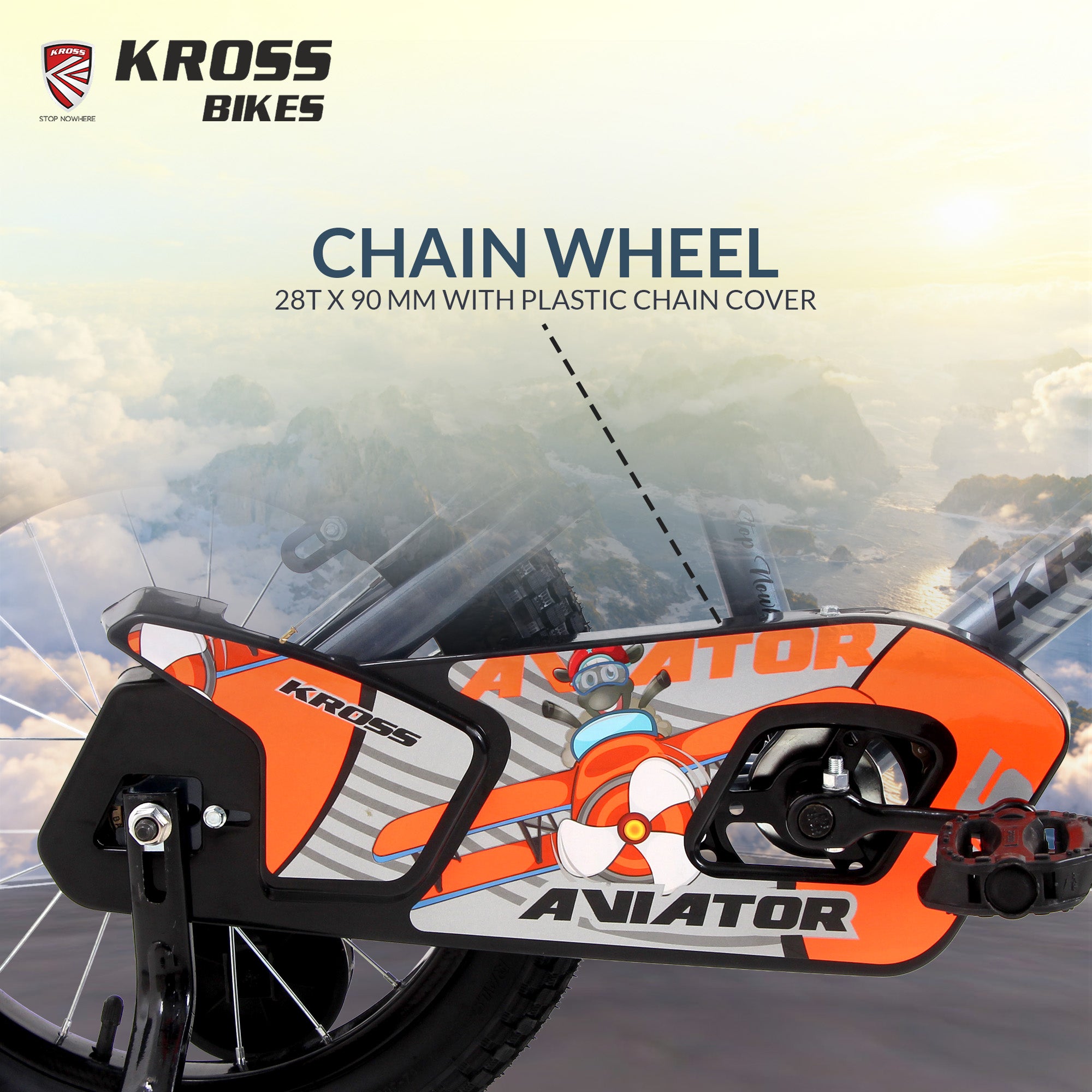 Kross Aviator 16T Kids Bicycle Grey Orange with Training Wheels | Front & Rear Caliper Brakes | 16 x 2.40 Tyres