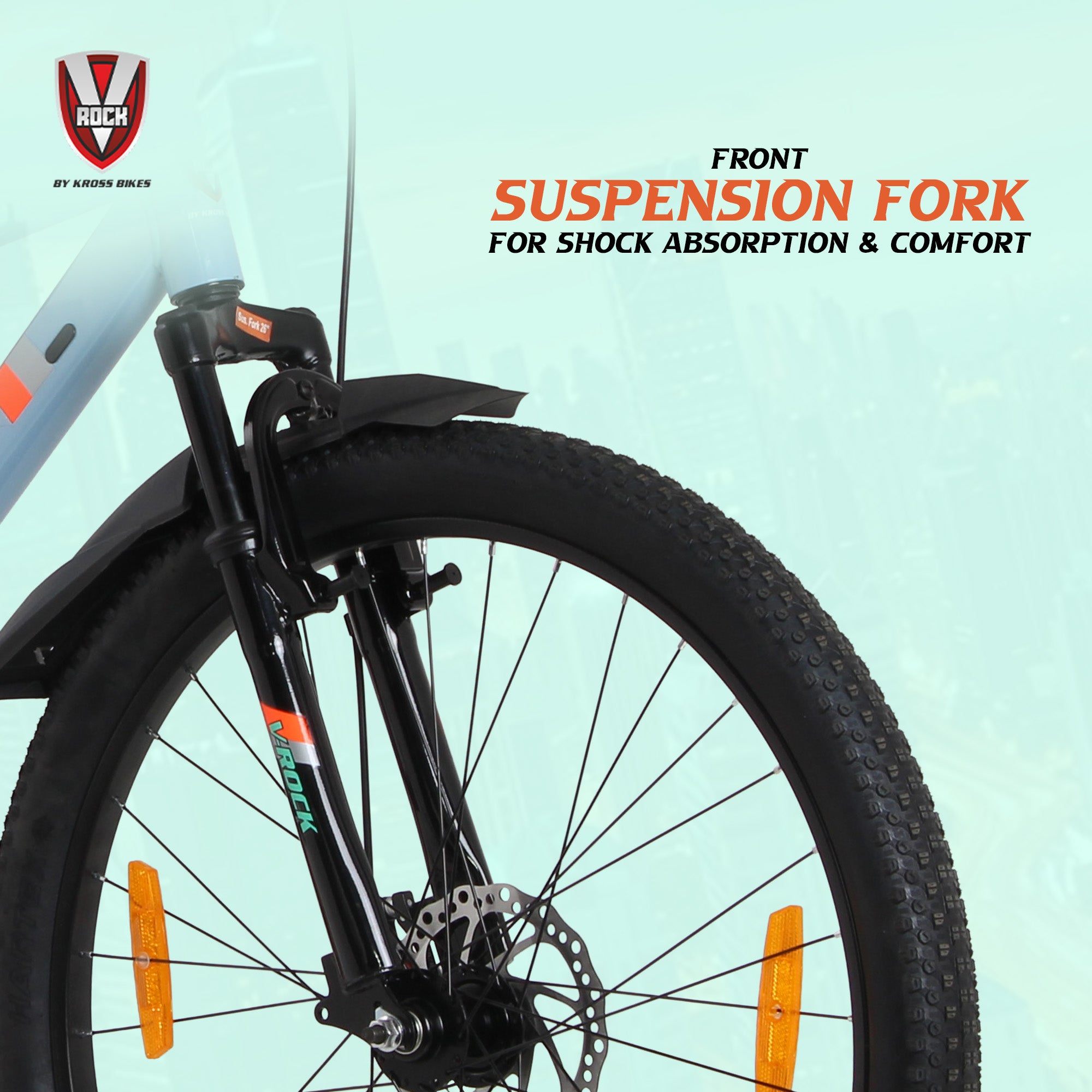 V Rock Slugger 26T Blue – Single Speed MTB with Dual Disc Brakes, Steel Rims & Front Suspension