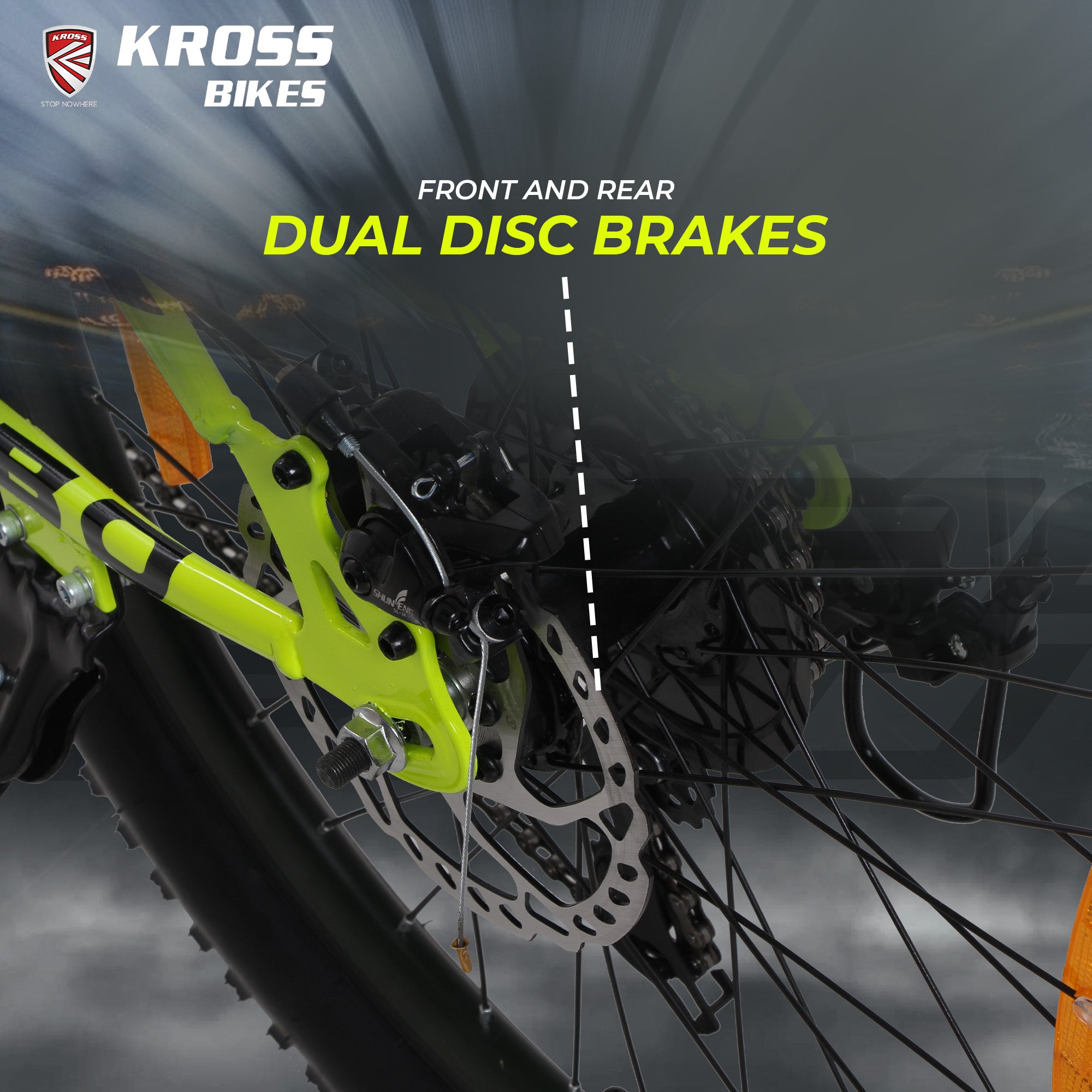 Kross Turbo Pro 26T 21 Speed Geared Mountain Bike, Green & Black, Suspension & Dual Disc Brakes