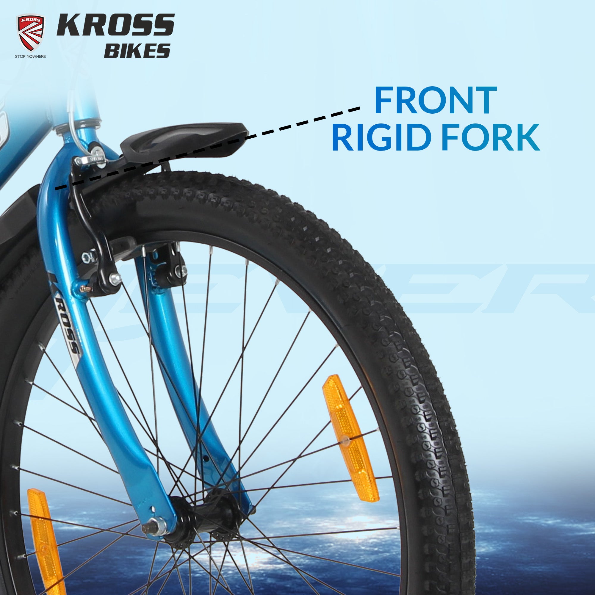 Kross 4EVER 24T Single Speed Kids Bicycle for Boys & Girls | 24 Inch Steel Frame | V-Brakes | Blue-Black