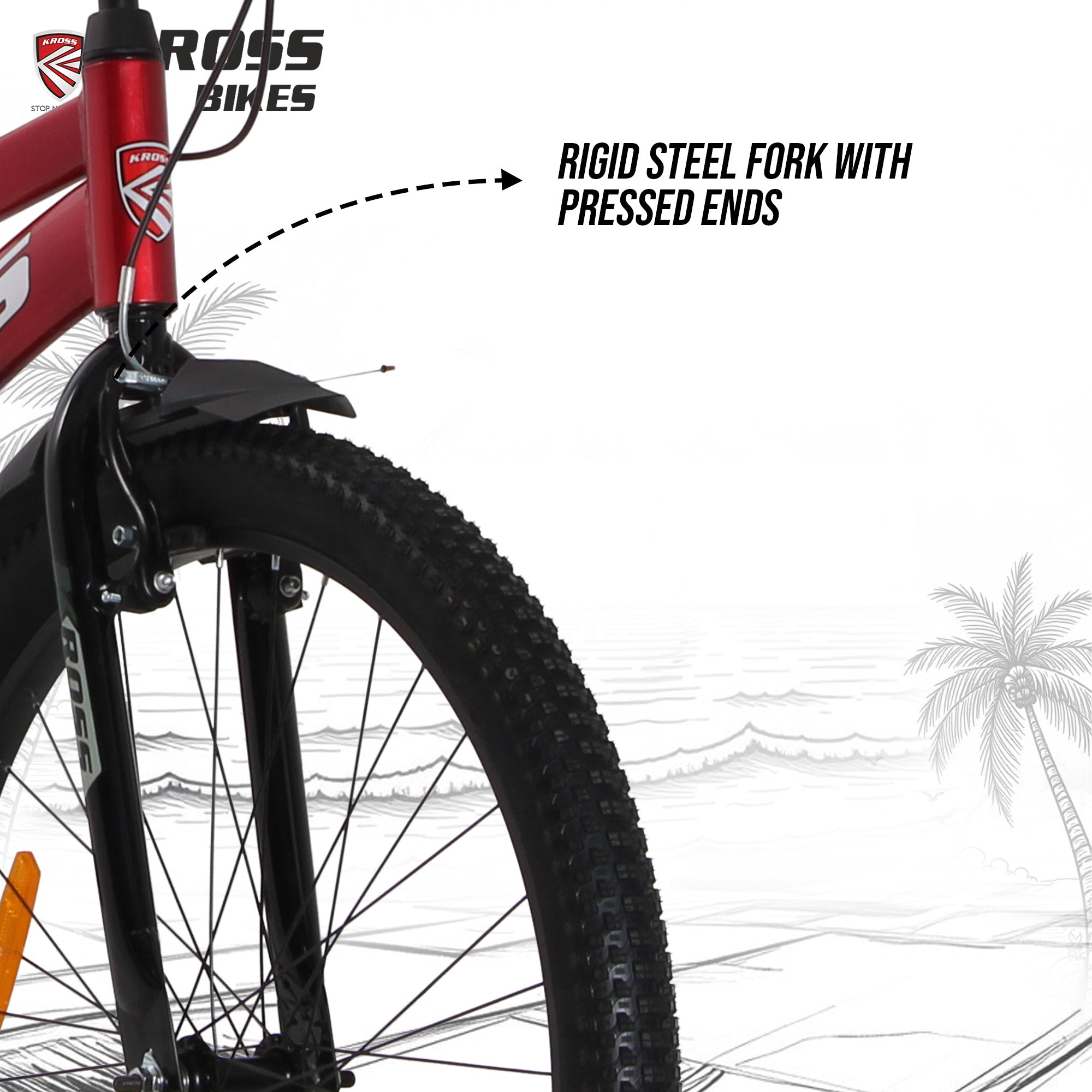 Kross Colombia 26T IBC V-Brake Single Speed Bicycle with Mudguard & Bottle Cage (Red/Black)