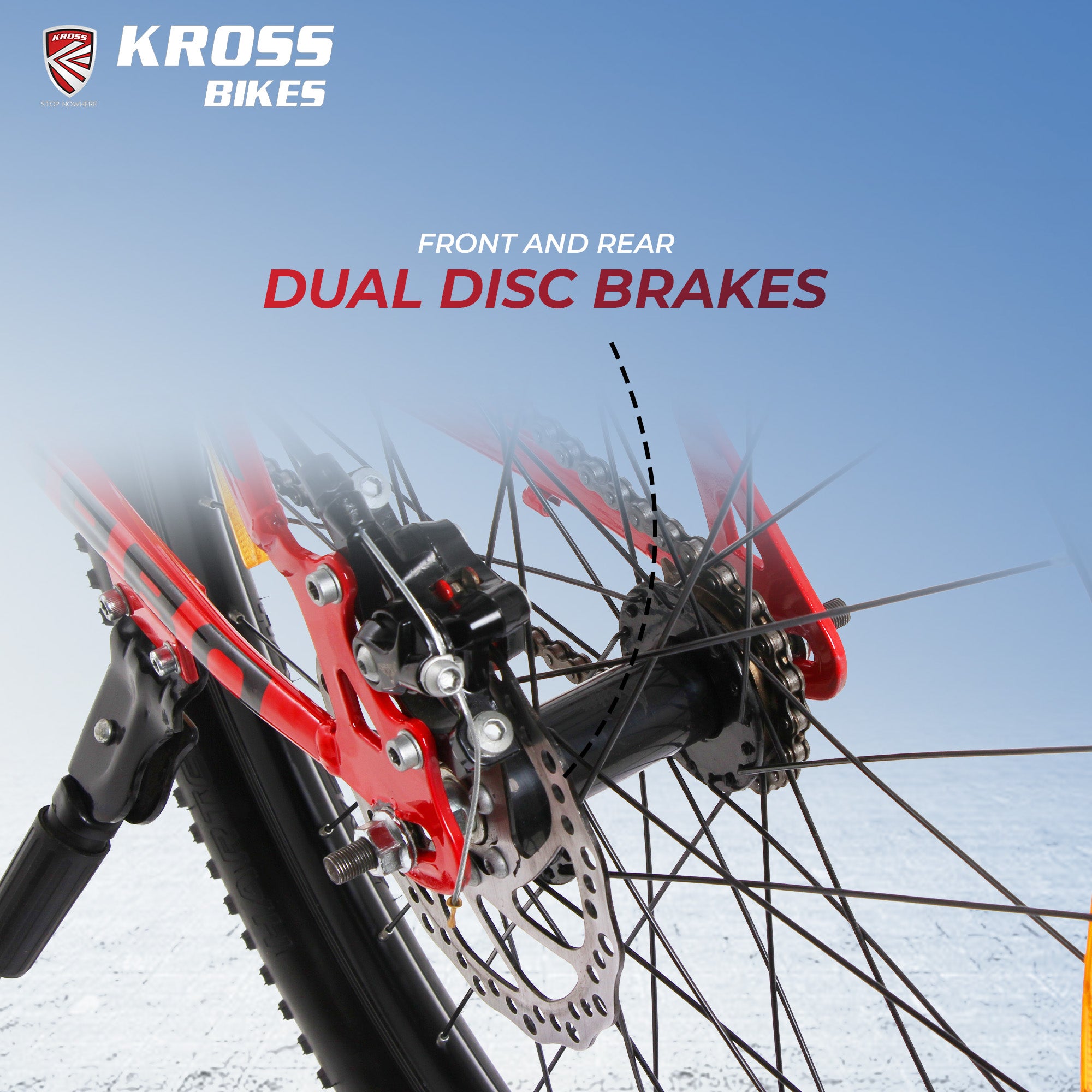 Kross Turbo Pro 26T Steel MTB Single Speed Bicycle with Front & Rear Disc Brakes (26x2.40T, Red Alloy Rims, 14.5” Frame)