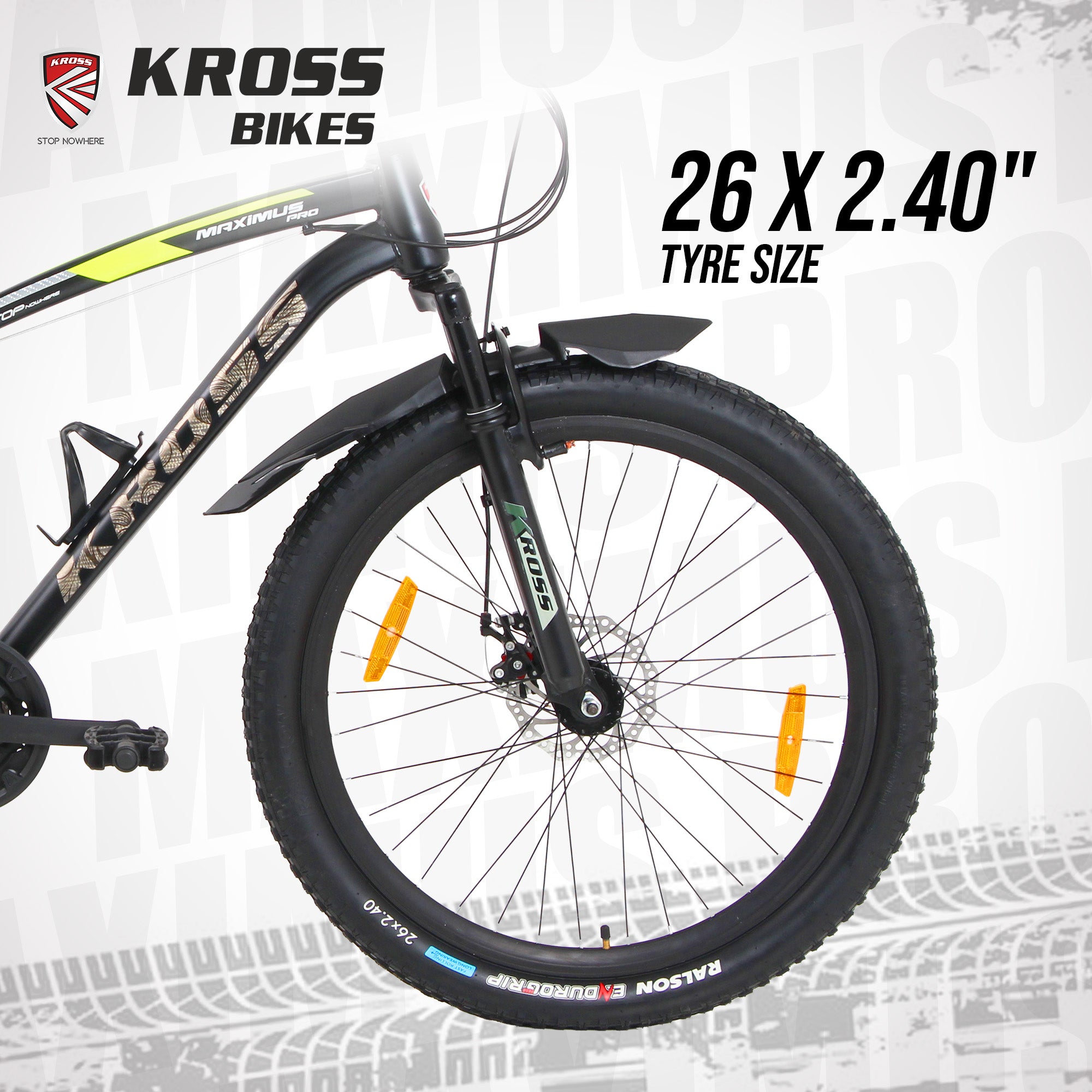 Kross Maximus Pro 26T Mountain Bike – 21-Speed Shimano/L-Twoo Tourney Drivetrain, TIG-Welded Steel Frame, Suspension Fork, Dual Disc Brakes, 2.40” Wide Tyres & Alloy Double-Wall Rims (Glossy Black)