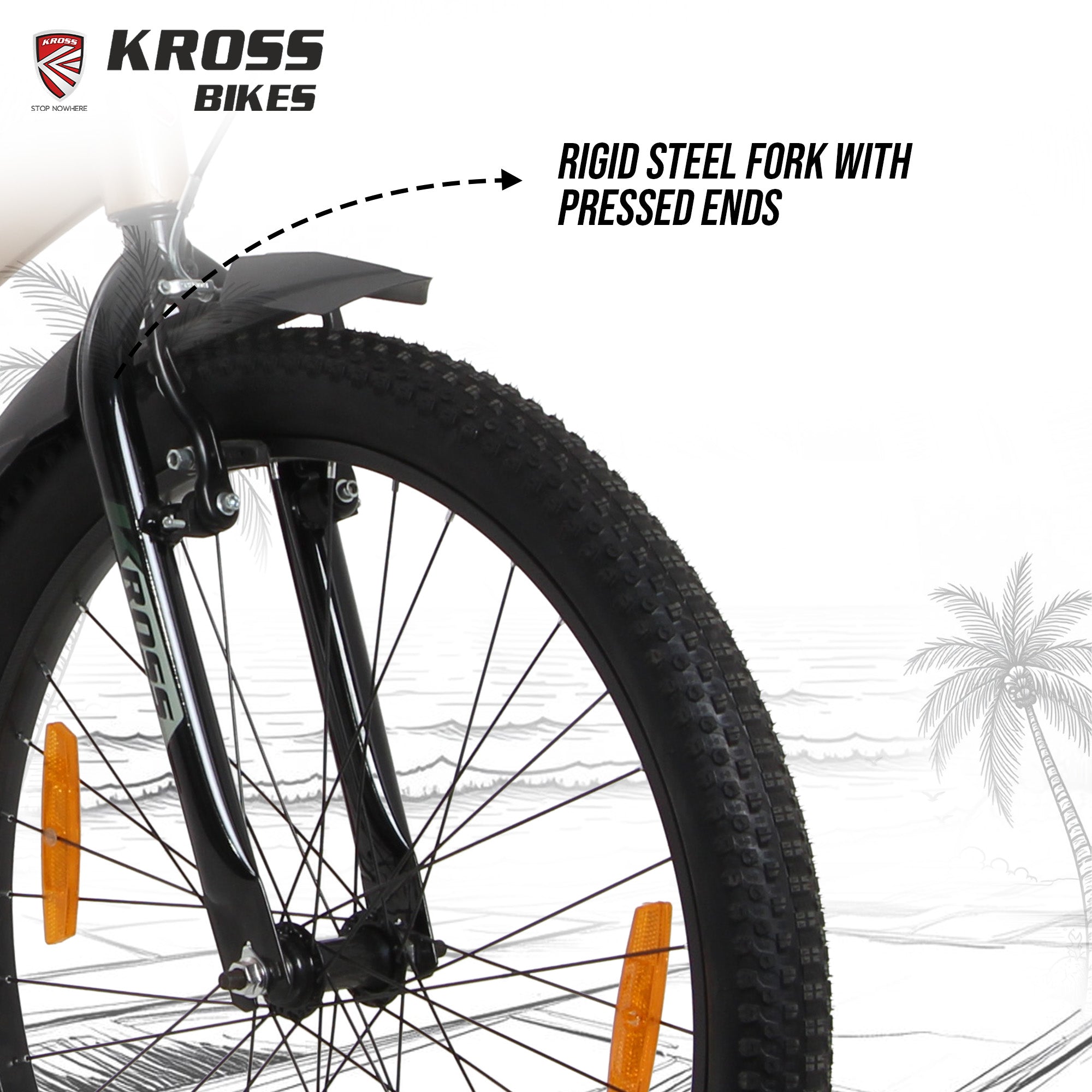 Kross Colombia 26T IBC V-Brake Single Speed Bicycle with Mudguard & Bottle Cage (Gold/Black)