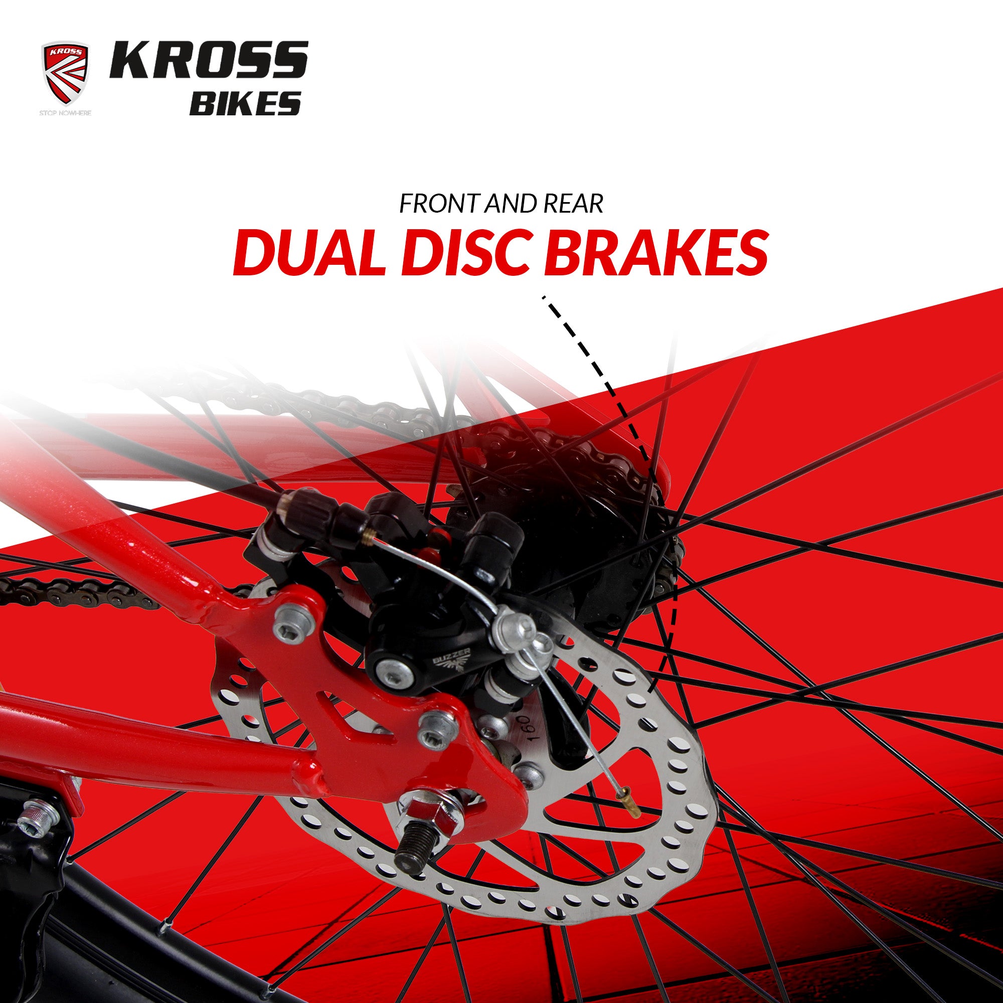 Kross Maximus Plus 26T Steel Single Speed Mountain Bike with Front & Rear Disc Brakes (26x2.40T, Red Alloy Rims)