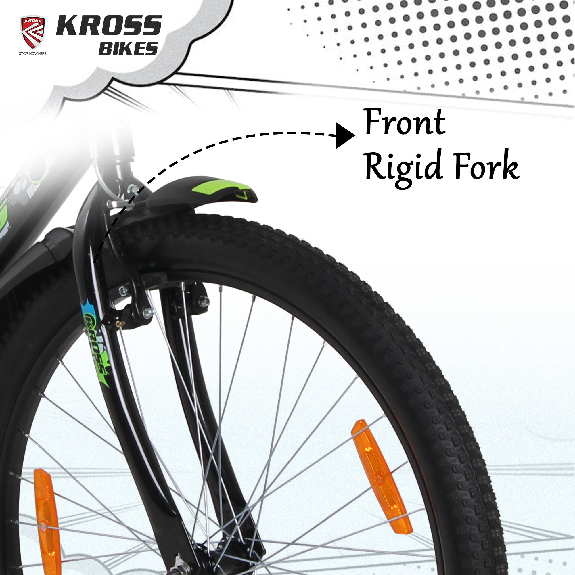 Kross Boom Boom 26T Inbuilt Carrier| Single Speed Mountain Cycle with V-Brakes | 26 Inch (Black)