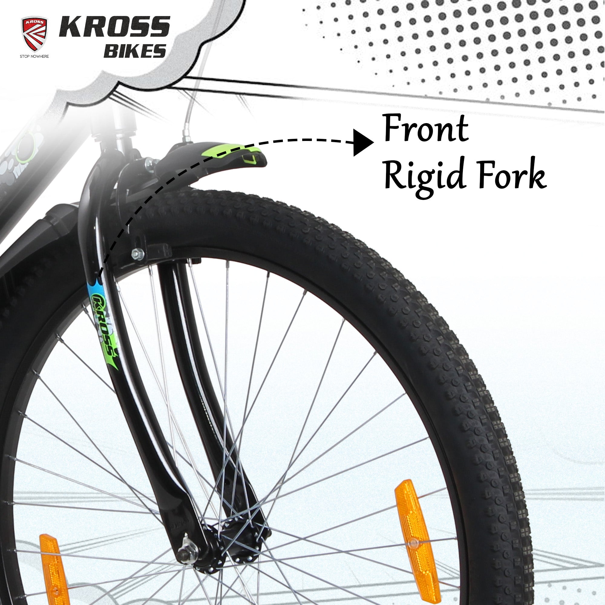 Kross Boom Boom 26T Inbuilt Carrier| Single Speed Mountain Cycle with Caliper Brakes | 26 Inch (Black)