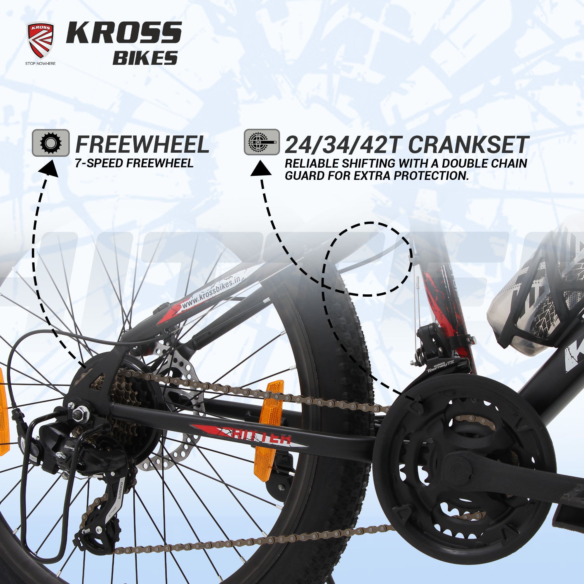 Kross Hitter 24T 21-Speed MTB Bike – Matte Black, Dual Disc, Alloy Rims