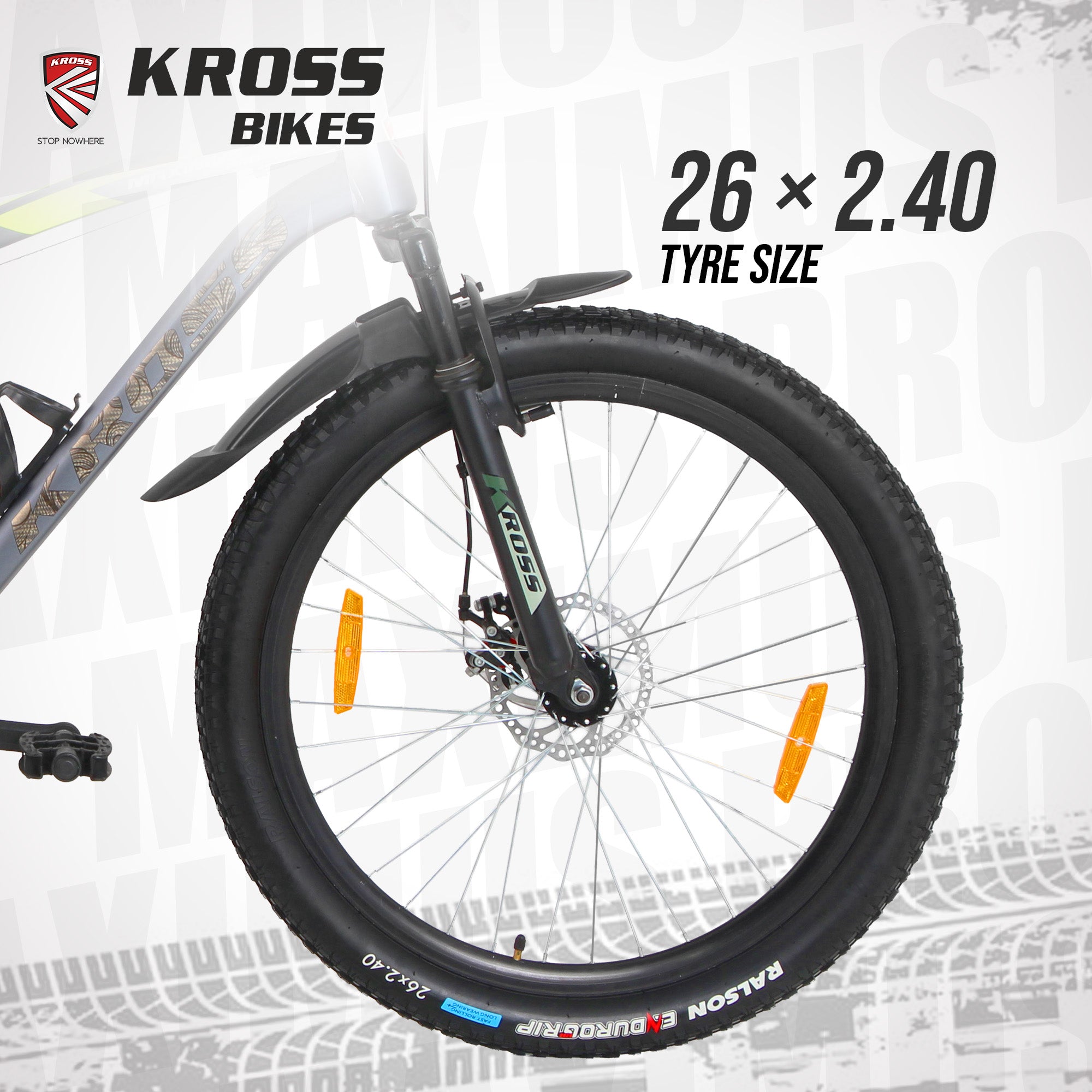 Maximus Pro 26T Single Speed Mountain Bike with Suspension Fork, Dual Disc Brakes, Steel Frame, 2.4” Tyres & Alloy Double-Wall Rims (Grey)
