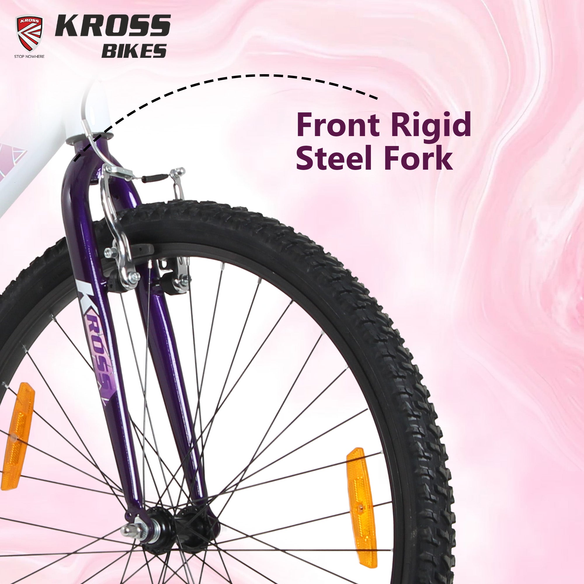 Kross Marina 26T Single Speed Hybrid Lady Cycle | Alloy Rim | V-Brake | White-Purple