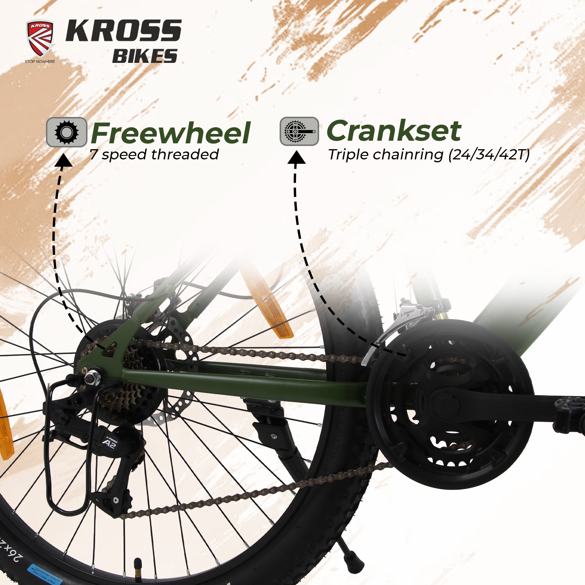 Kross 26T 21-Speed MTB Bicycle with Dual Disc Brakes & Suspension – Green