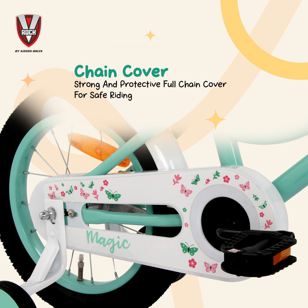 V ROCK Magic 14T Kids Bicycle – Magic White with Turquoise Accessories | Training Wheels | Basket & Doll Carrier (Copy)