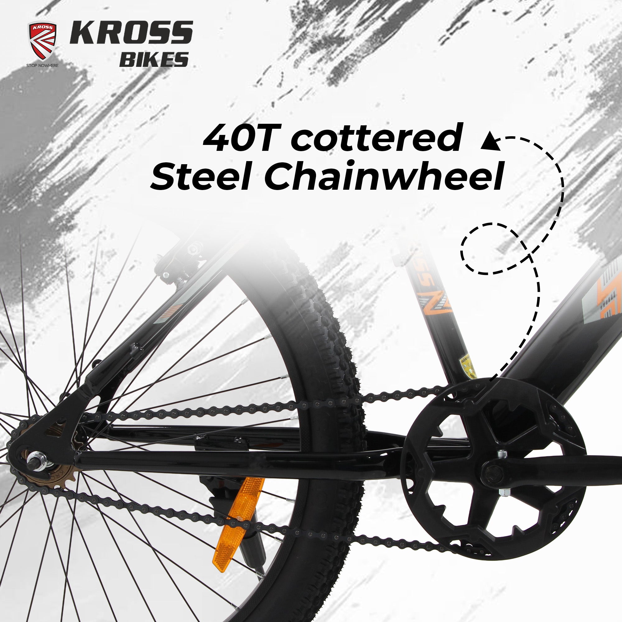 Kross 24T Single Speed Kids Bicycle – Steel Frame, V-Brakes, 24x2.40 Tyres, Black