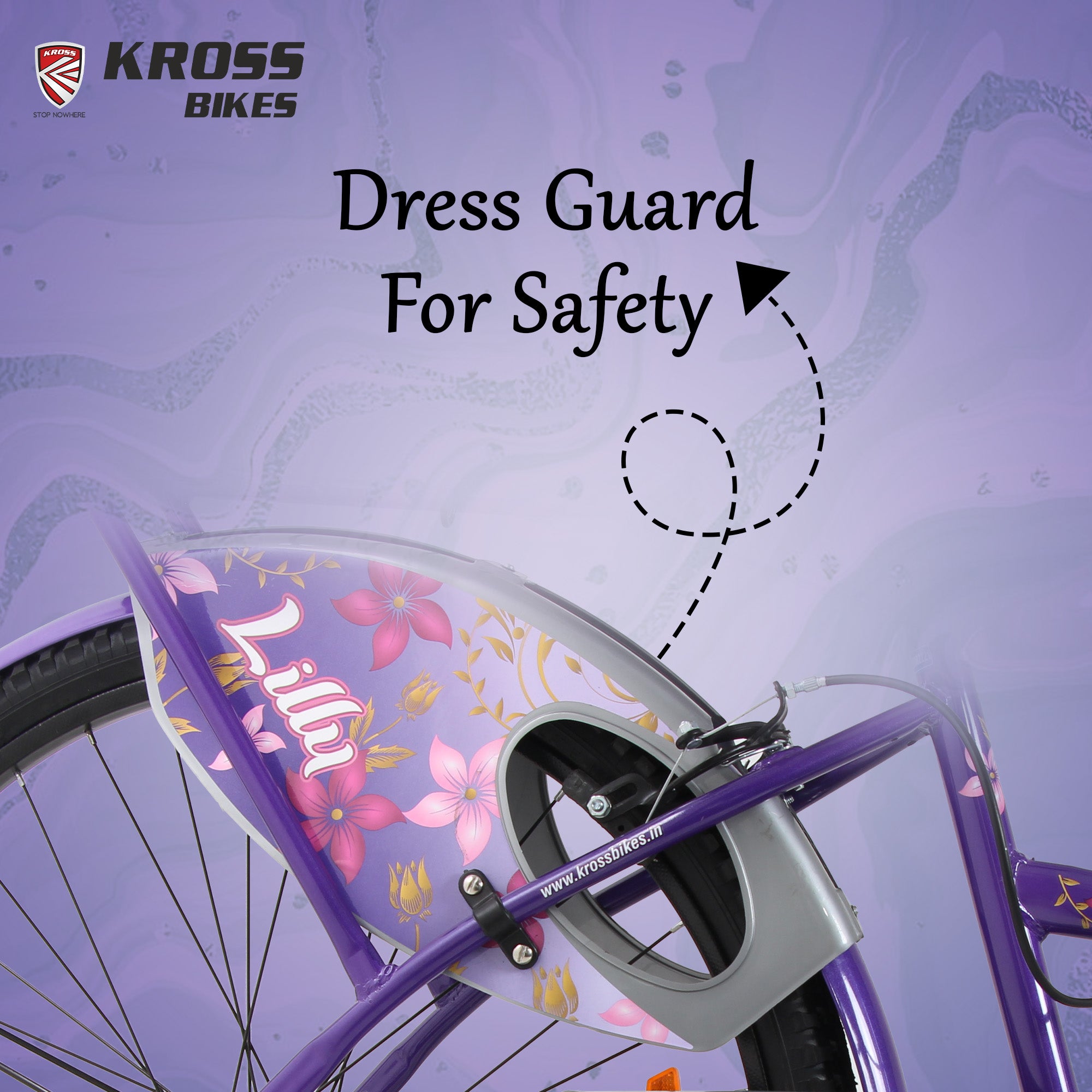 Kross Lilly 26T Purple Single Speed City Bicycle with Basket | Steel Frame