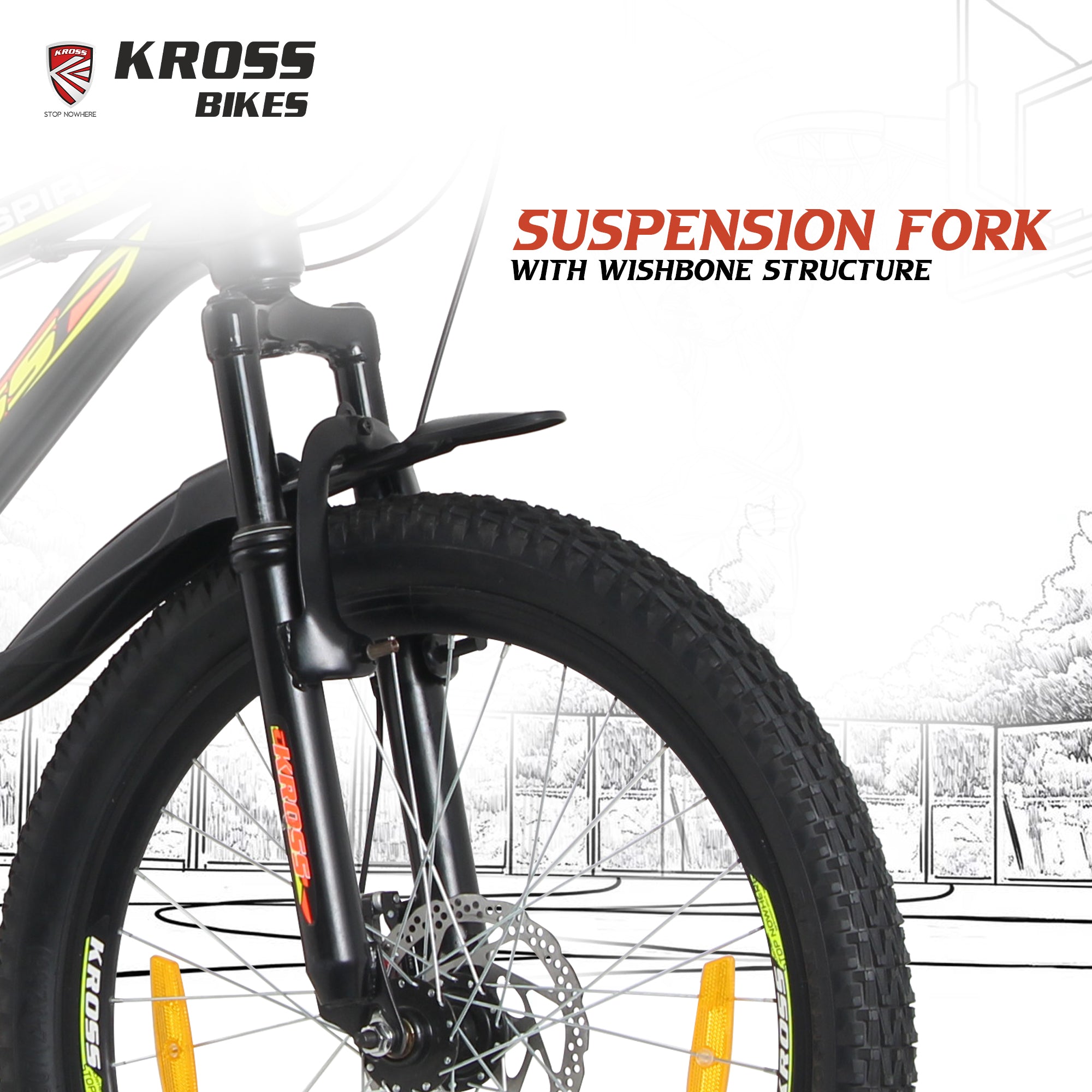 KROSS N-Spire 24T 21-Speed Mountain Cycle with Suspension Fork & Disc Brake – Matte Black