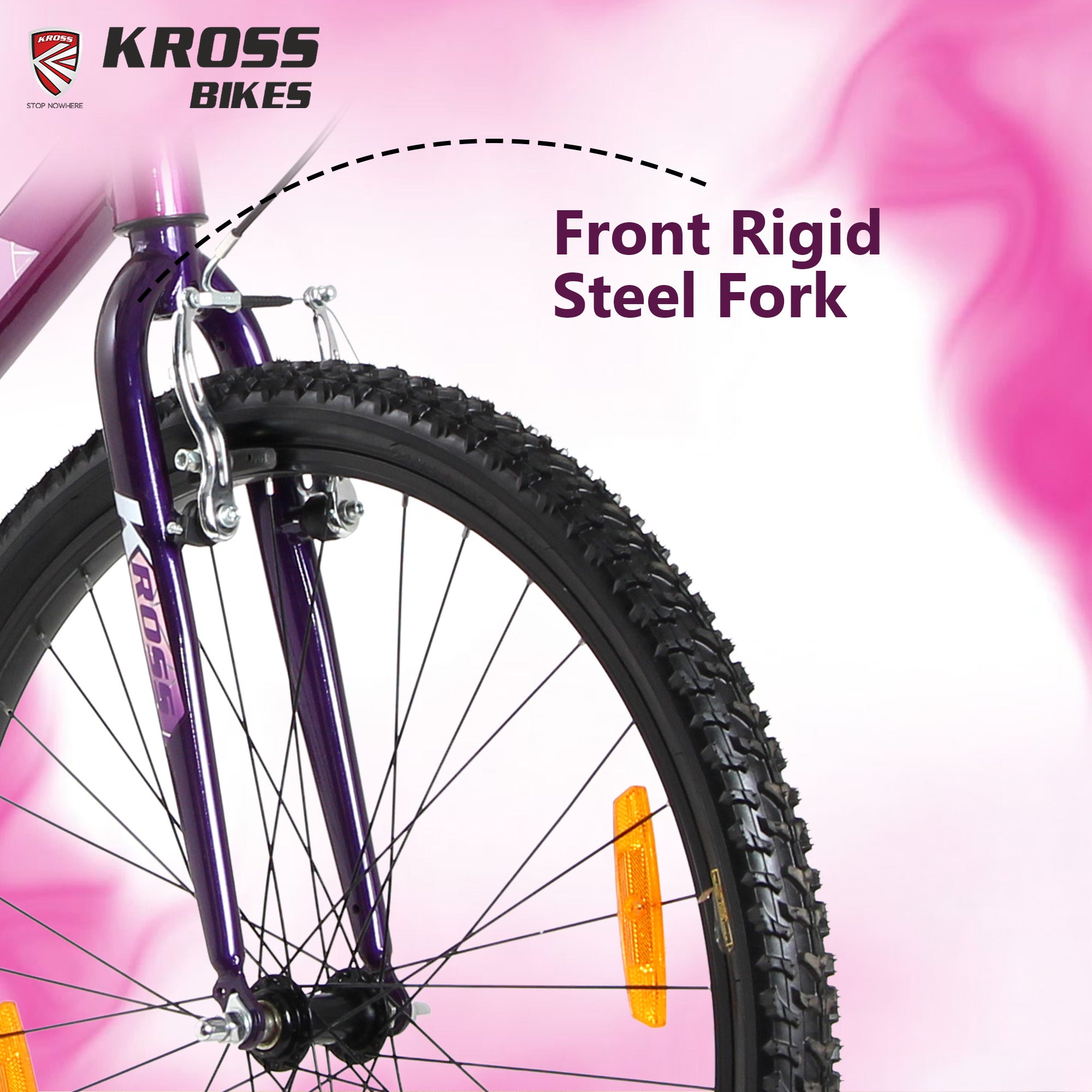 Kross Marina 26T City Bike with Alloy Rims, V-Brakes & Steel Frame – Pink/Purple