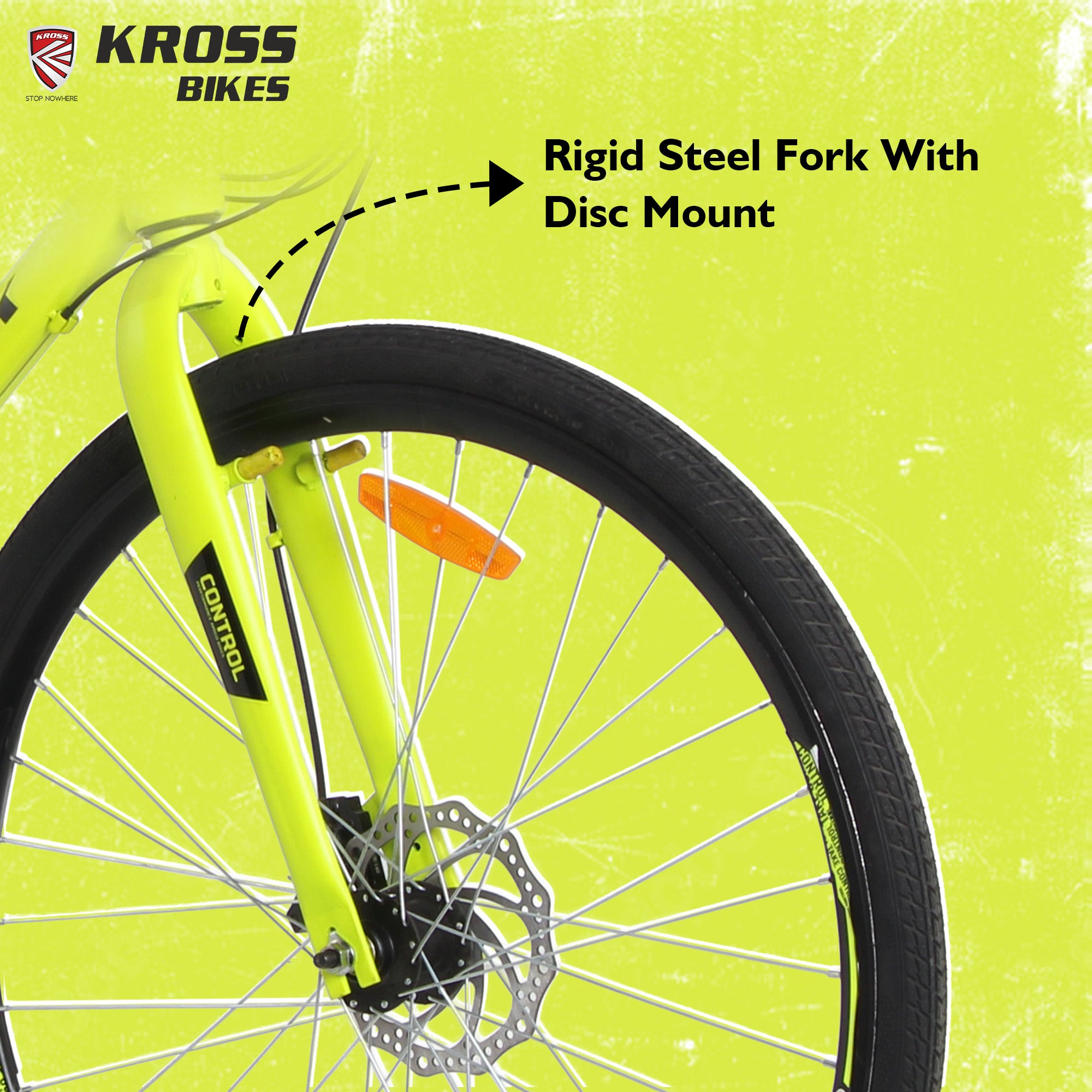 V-Rock Control 28T Hybrid Bike | 21 Speed | Dual Disc Brake | Alloy Double Wall Rim | Yellow