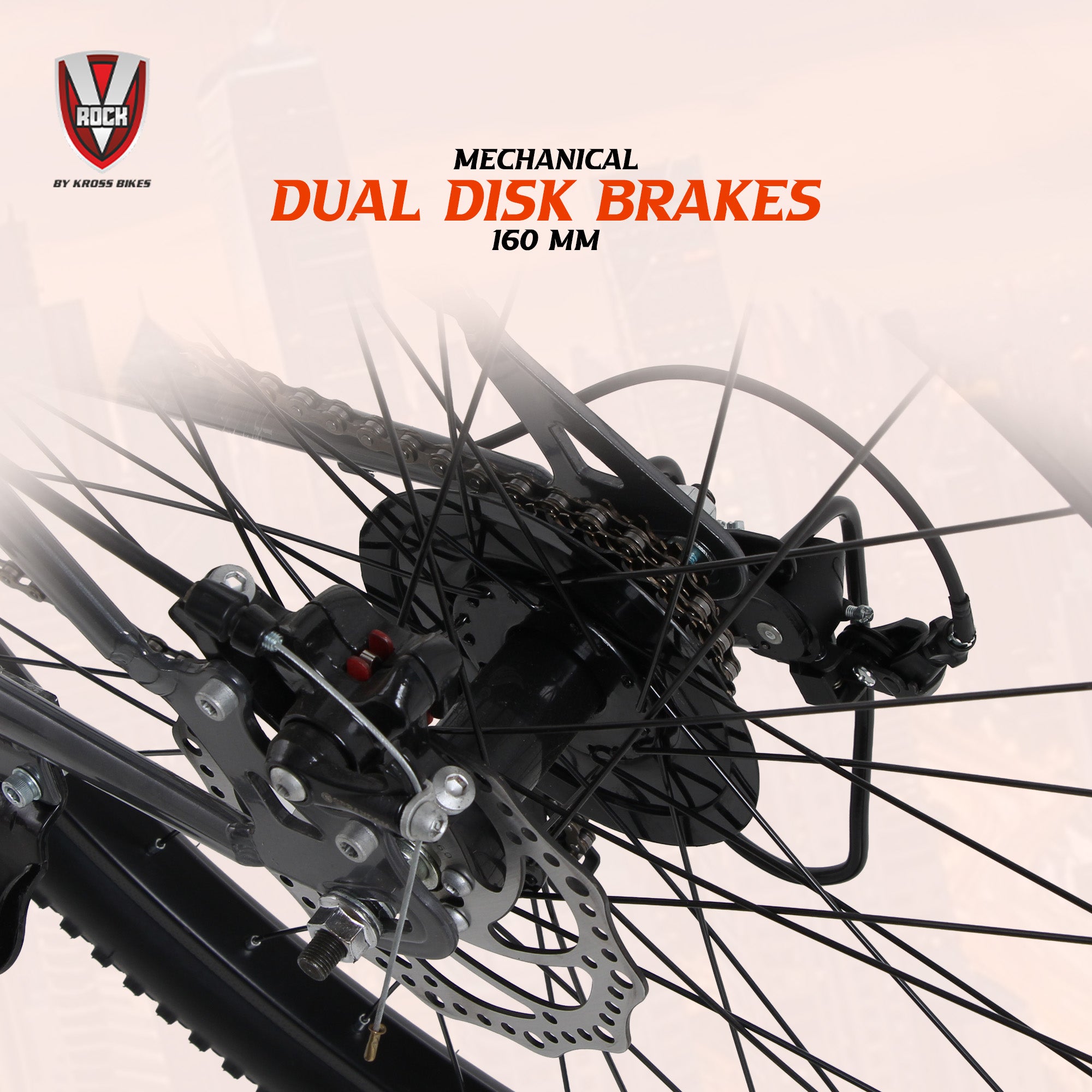 V Rock Slugger 26T 7 Speed Mountain Bike with Suspension Fork, Disc Brakes & Steel Frame (Grey)