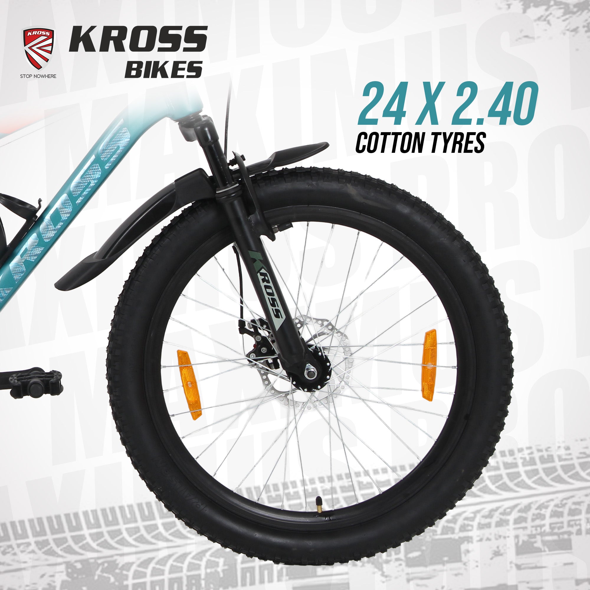Kross Maximus Pro 24T Single Speed Double Disc Kids/Teens MTB – Matte Blue – Steel Frame, Suspension Fork, 24×2.40 Tyres