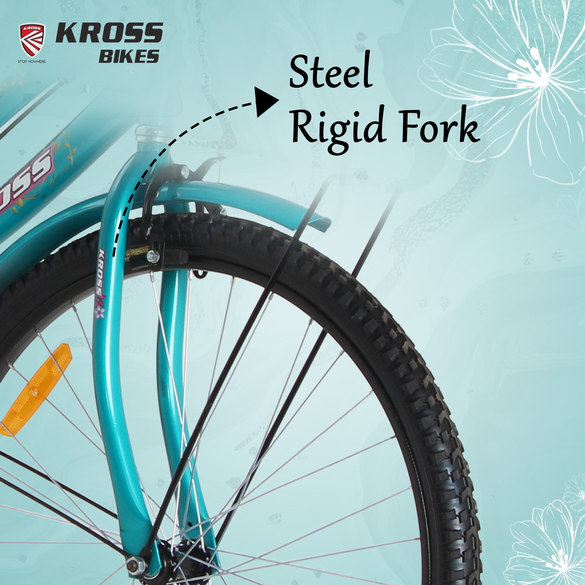 Kross Lilly 26T Turquoise Green Single Speed City Bicycle with Basket | Steel Frame