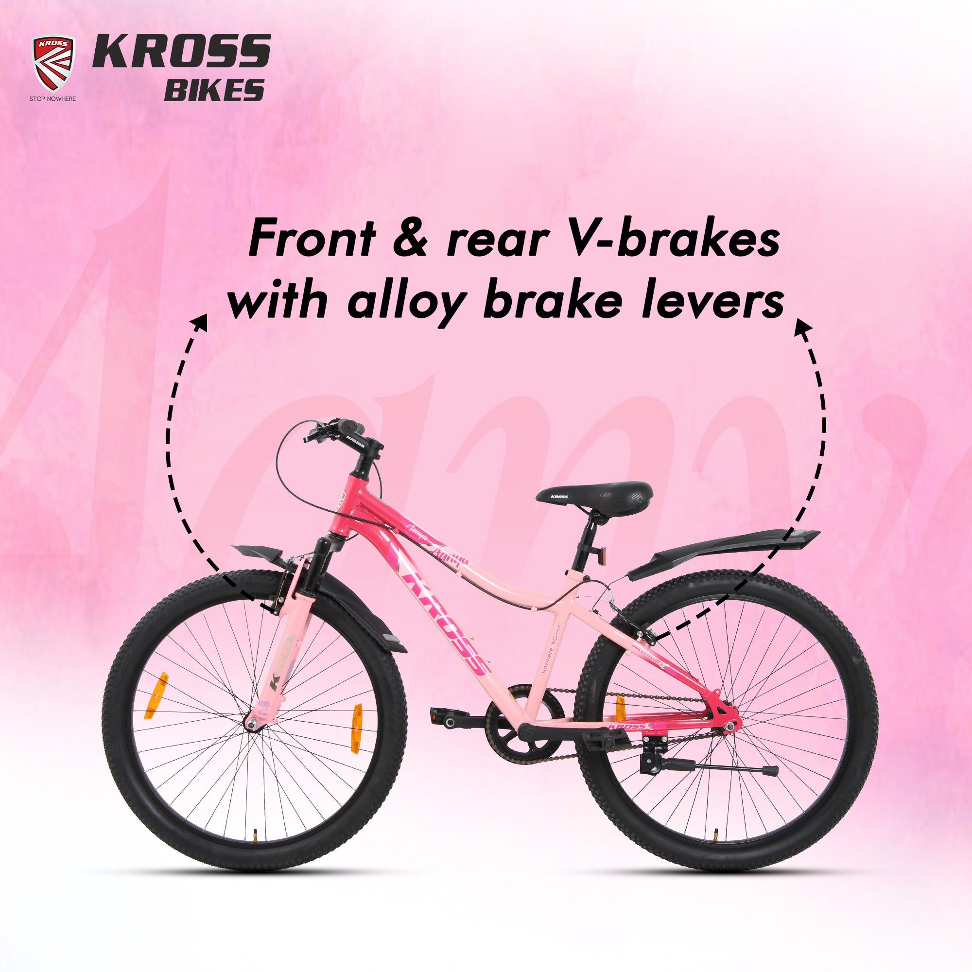 Kross Aanya 26T Single Speed MTB Cycle with Suspension Fork, Alloy Rims & 26x2.40 Tires (Pink)