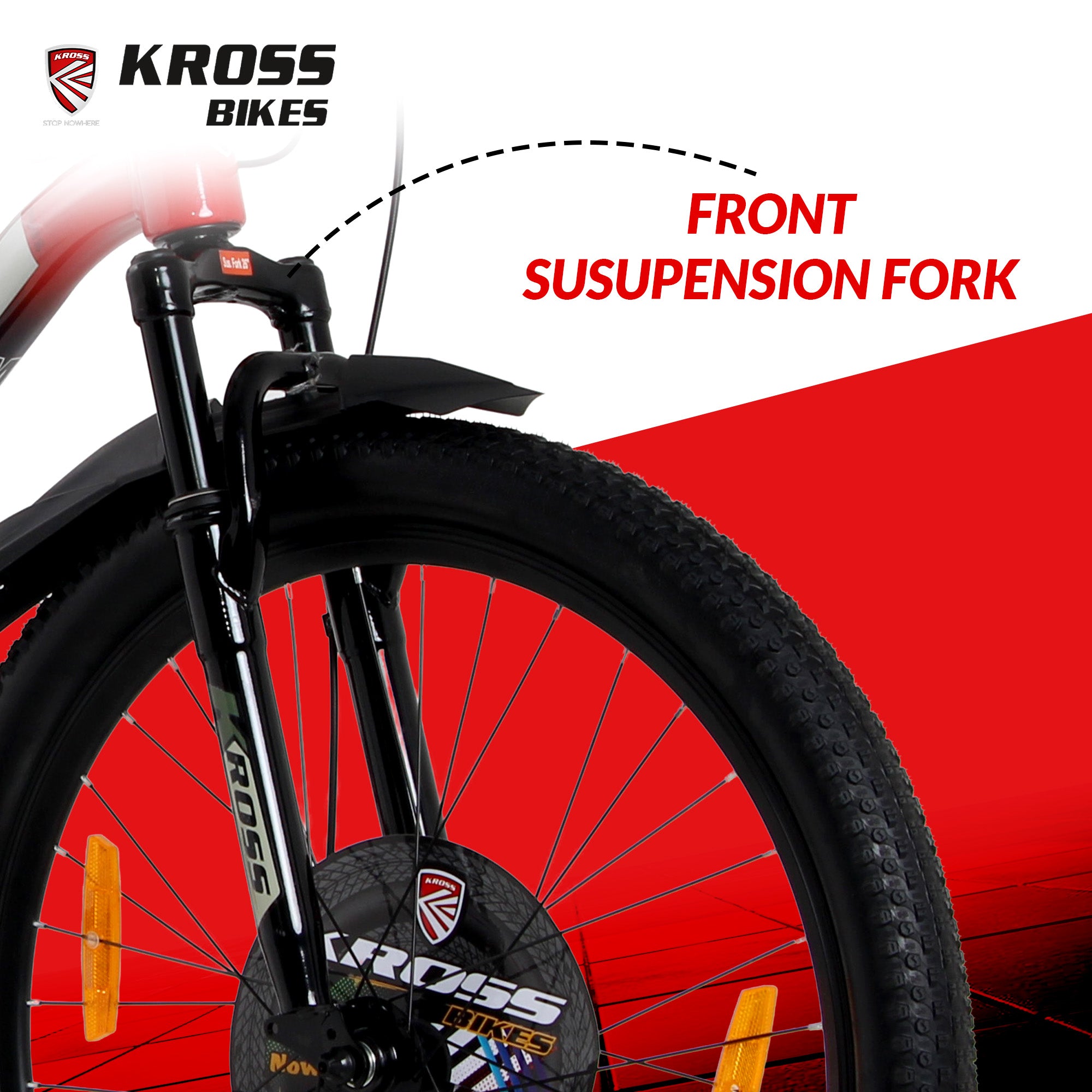 Kross Maximus Plus 26T Steel Single Speed Mountain Bike with Front & Rear Disc Brakes (26x2.40T, Red Alloy Rims)