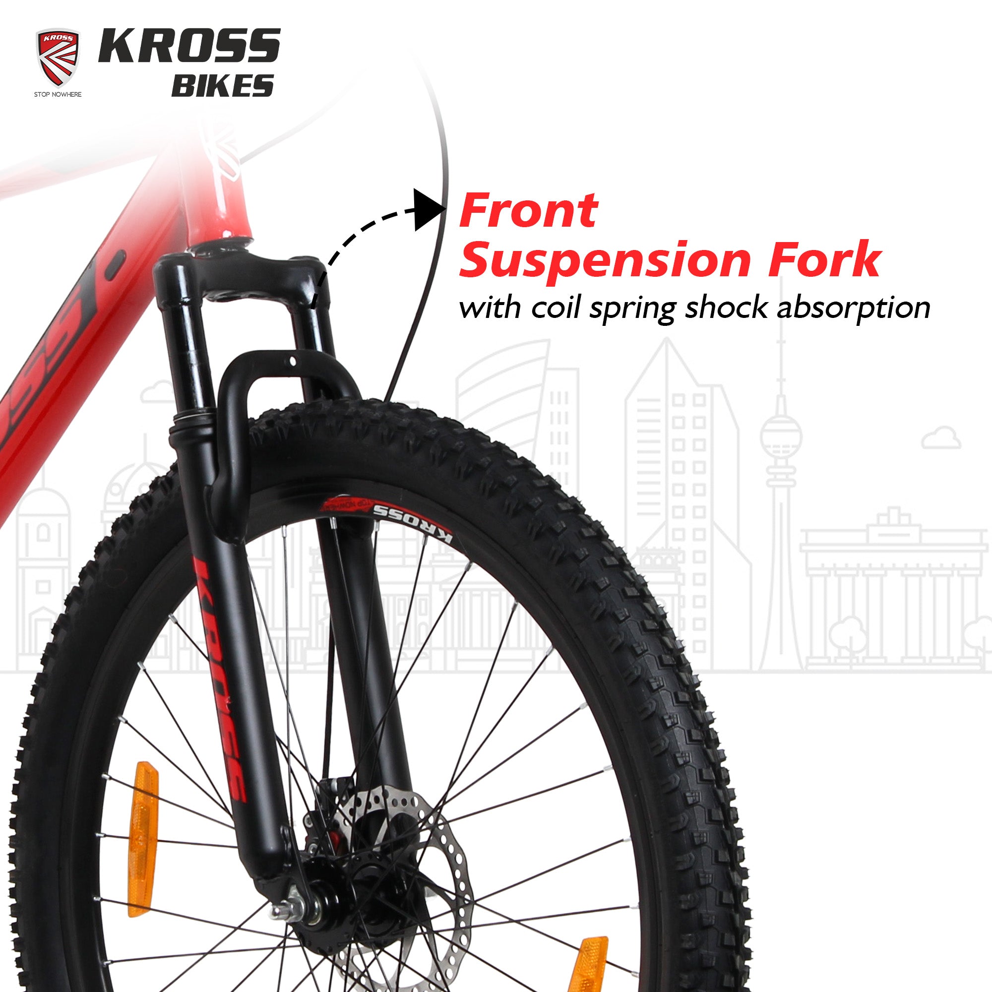 Kross Berlin 27.5T MTB – 2.40" Tyres, Single Speed, Dual Disc Brakes, Alloy Rims, Smart Red