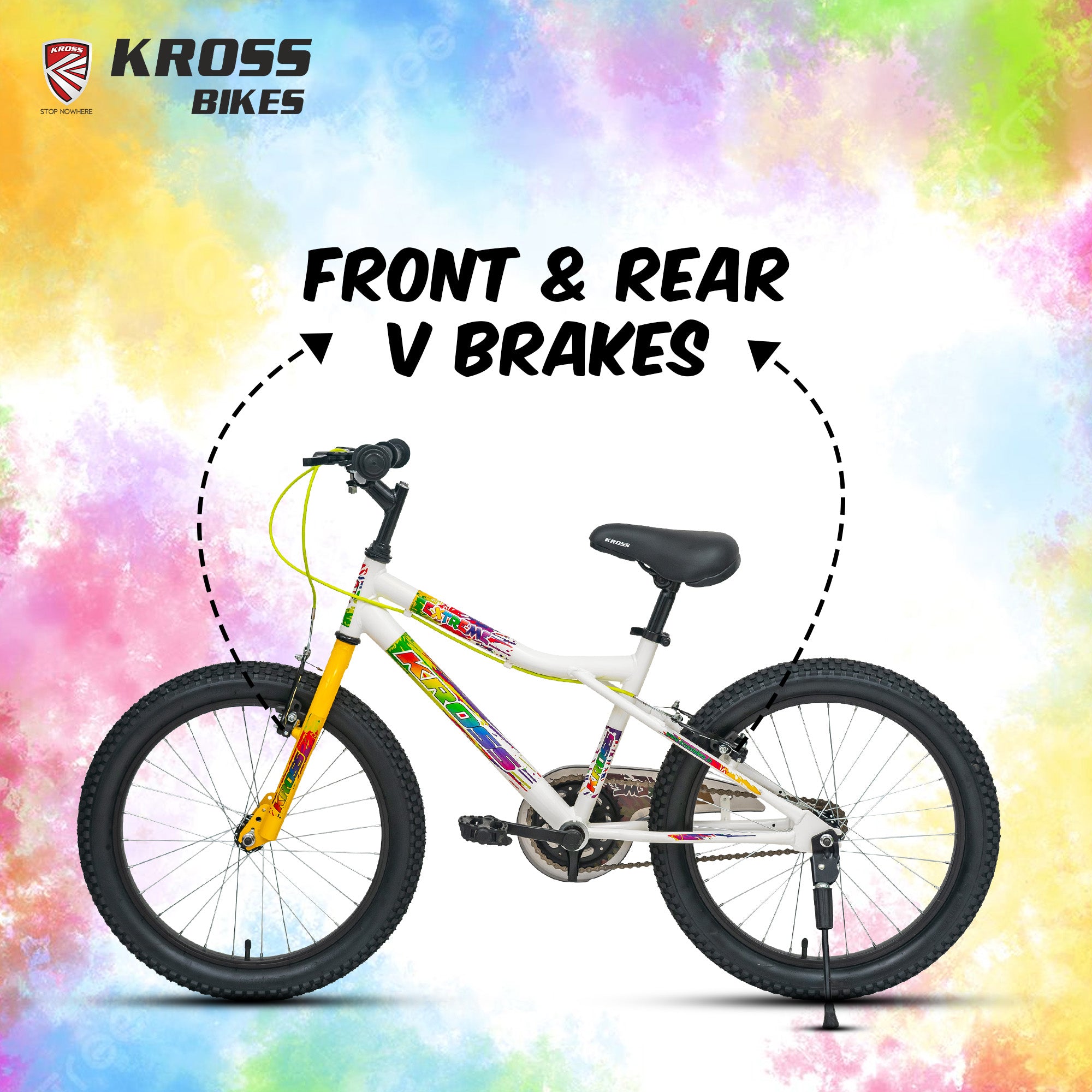 Kross Extreme 20T Single Speed Kids Bicycle with Steel Frame, V-Brakes & Alloy Rims