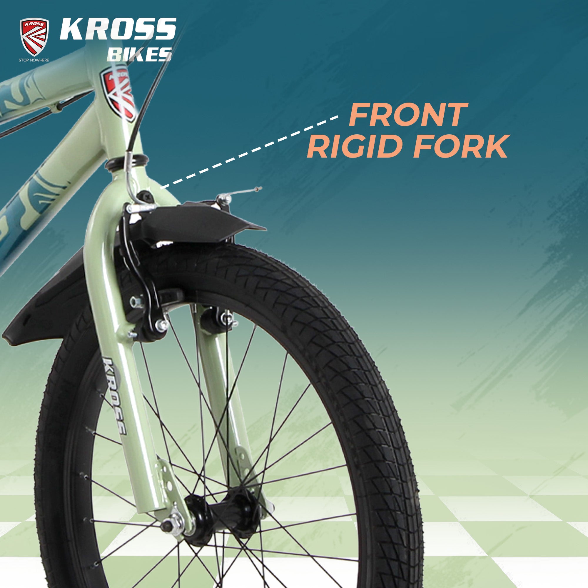 Kross GT-100 20T Kids Bicycle | Green-Light Green | Single Speed | V-Brake