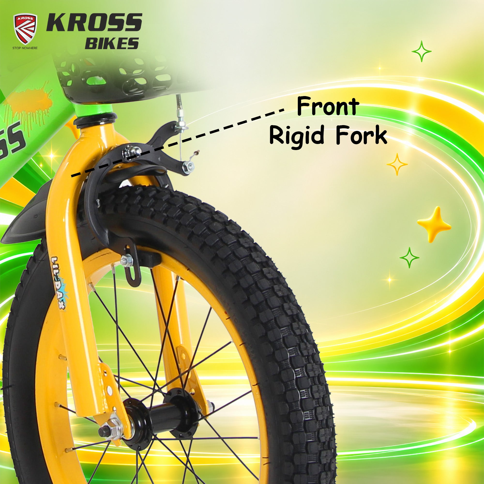 Kross Lil Dax 16T Kids Bicycle with Training Wheels, Basket & Backrest (Green)
