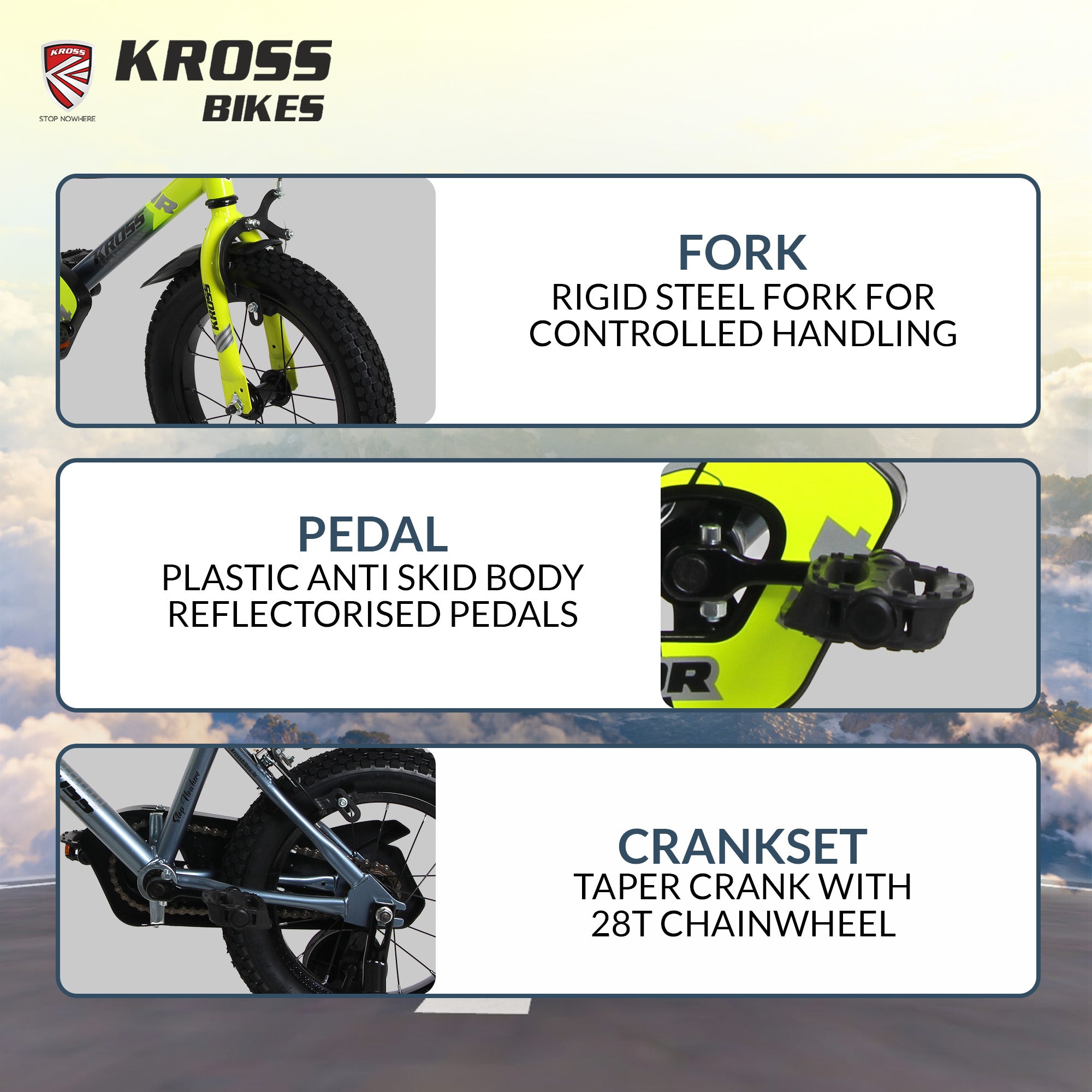Kross Aviator 14T Kids Bicycle with Training Wheels | Steel Frame | Dual Caliper Brake | Green/Grey