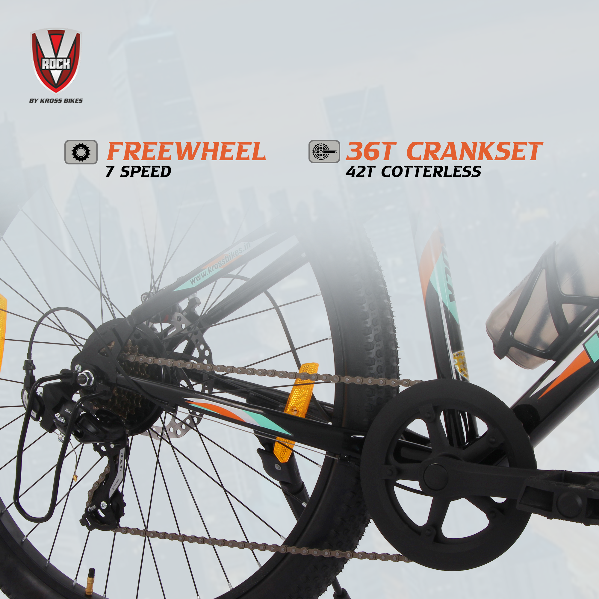 V Rock Slugger 26T 7 Speed Mountain Bike with Suspension Fork, Disc Brakes & Steel Frame (Black)