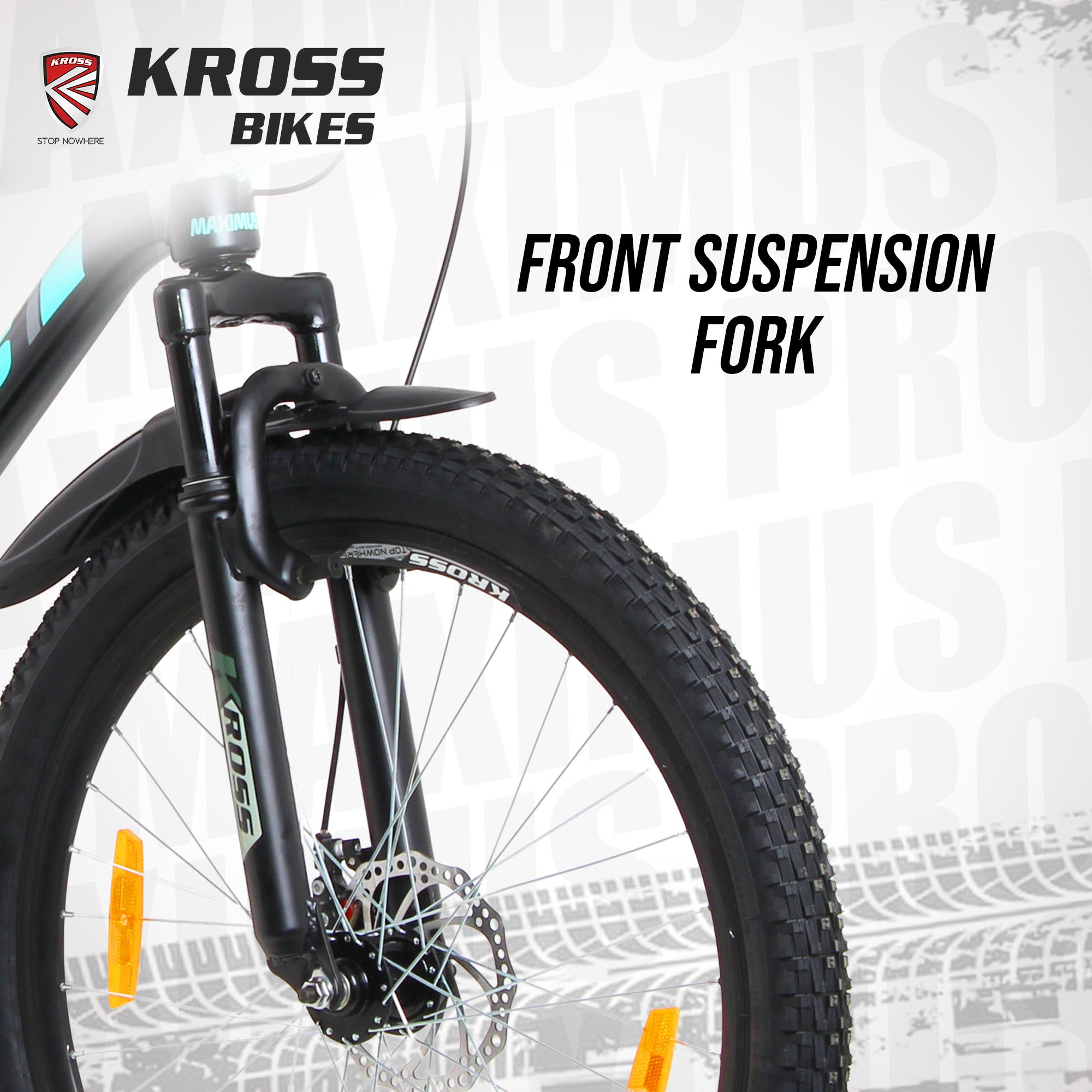 Kross Maximus Pro 26T Mountain Bike – Steel Frame, Suspension Fork, Dual Disc Brakes, Wide 2.35” Tyres (Black-Blue, Single Speed)
