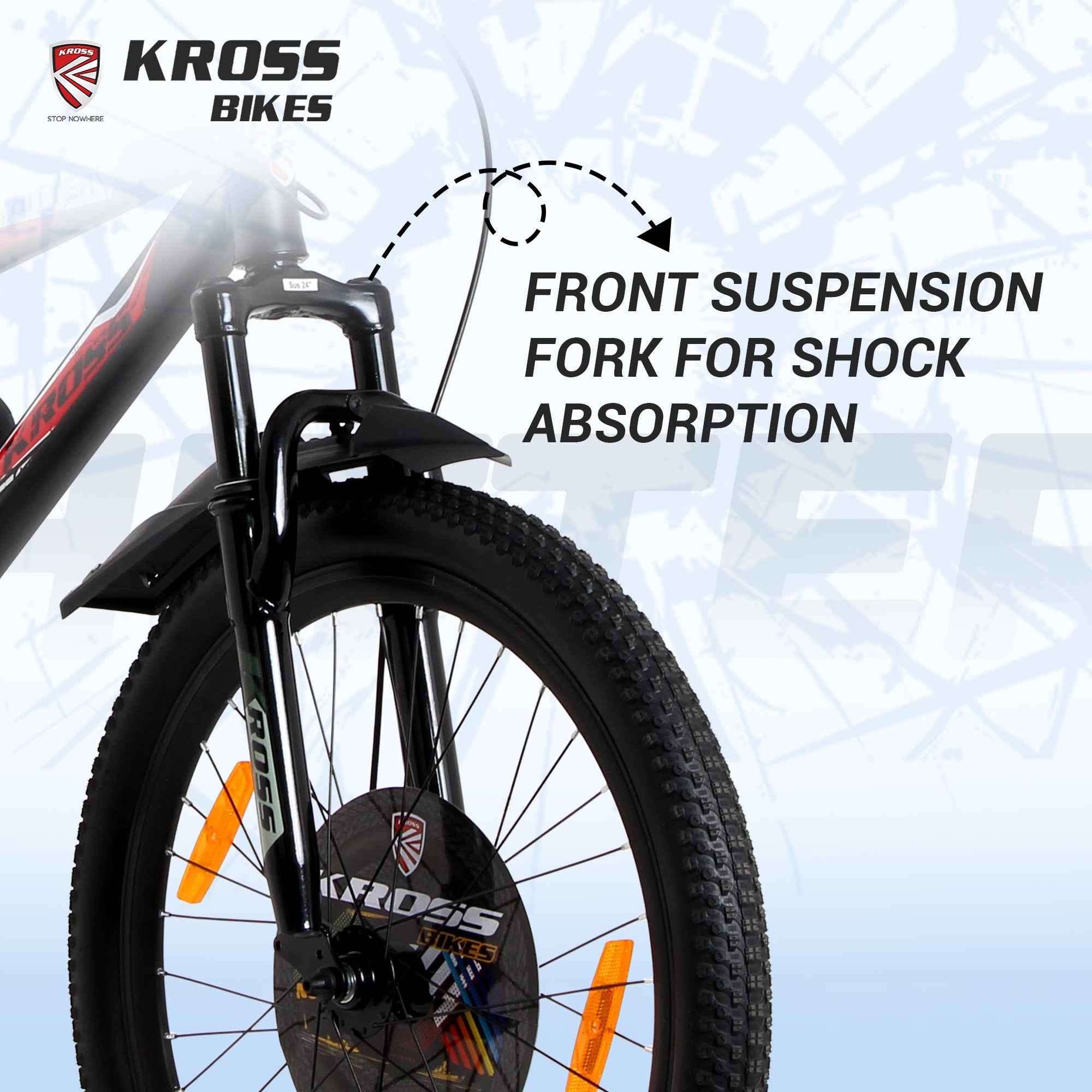 Kross Hitter 24T Mountain Bike with Dual Disc Brakes, Suspension Fork & Double Wall Alloy Rims (Matte Black)