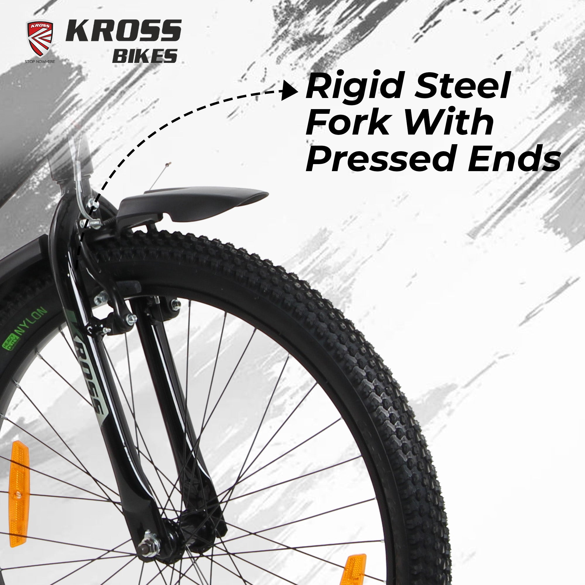 Kross 24T Single Speed Kids Bicycle – Steel Frame, V-Brakes, 24x2.40 Tyres, Black