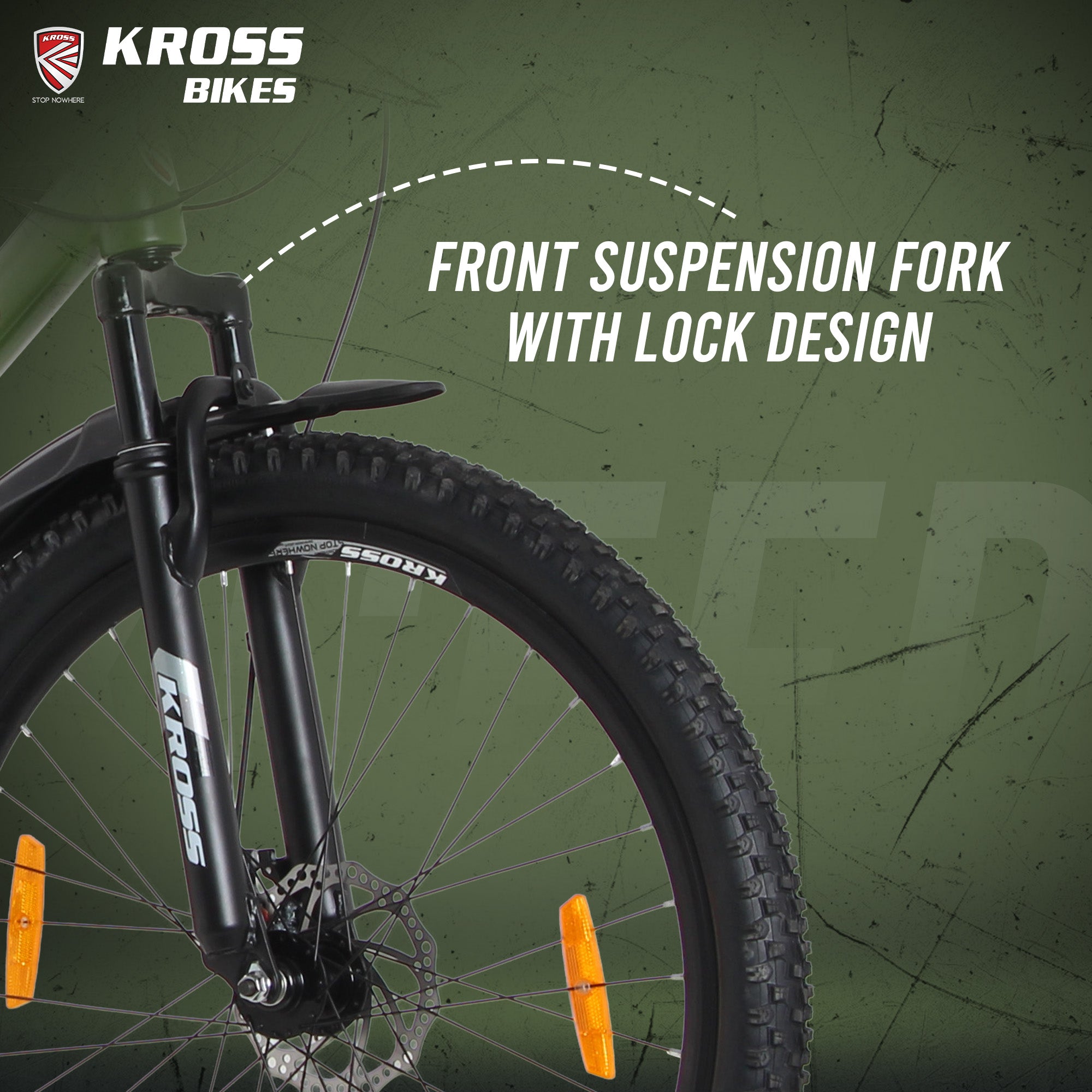Kross Xceed 26T 21-Speed Mountain Bike with Suspension Fork, Dual Disc Brakes, Alloy Rims & Mudguards (Metallic Green/Black)