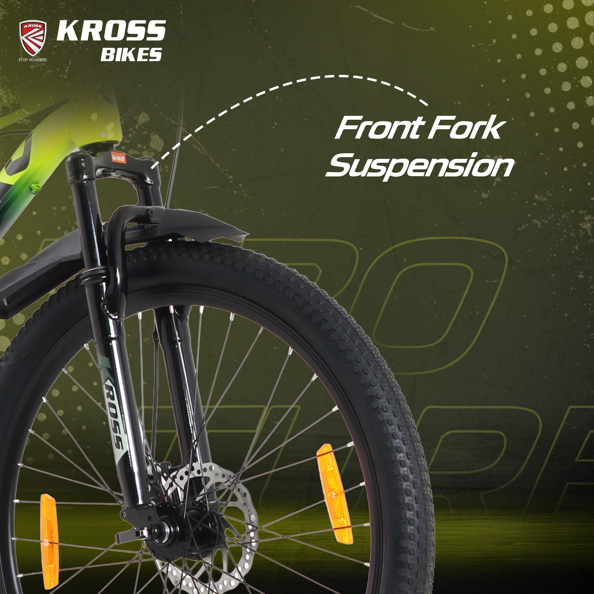 Kross Turbo Pro 26T Mountain Bike with Suspension & Dual Disc Brakes | Alloy Double Wall Rims | Single Speed | Black & Yellow
