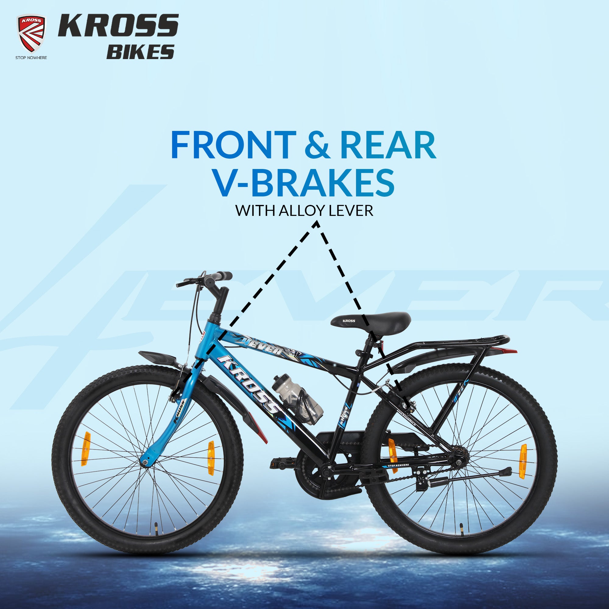 Kross 4EVER 24T Single Speed Kids Bicycle for Boys & Girls | 24 Inch Steel Frame | V-Brakes | Blue-Black