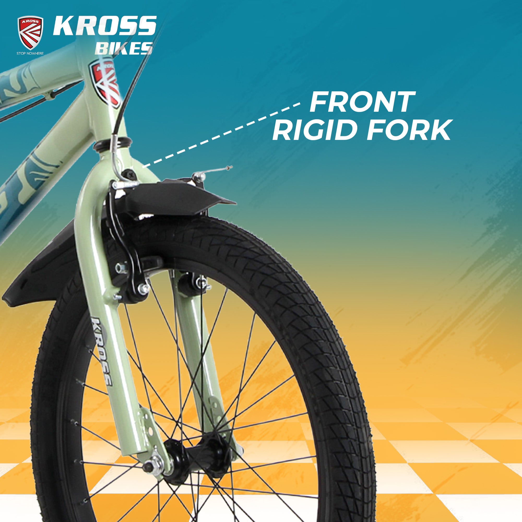 Kross GT-100 20T Kids Bicycle | Green-Orange | Single Speed | V-Brake