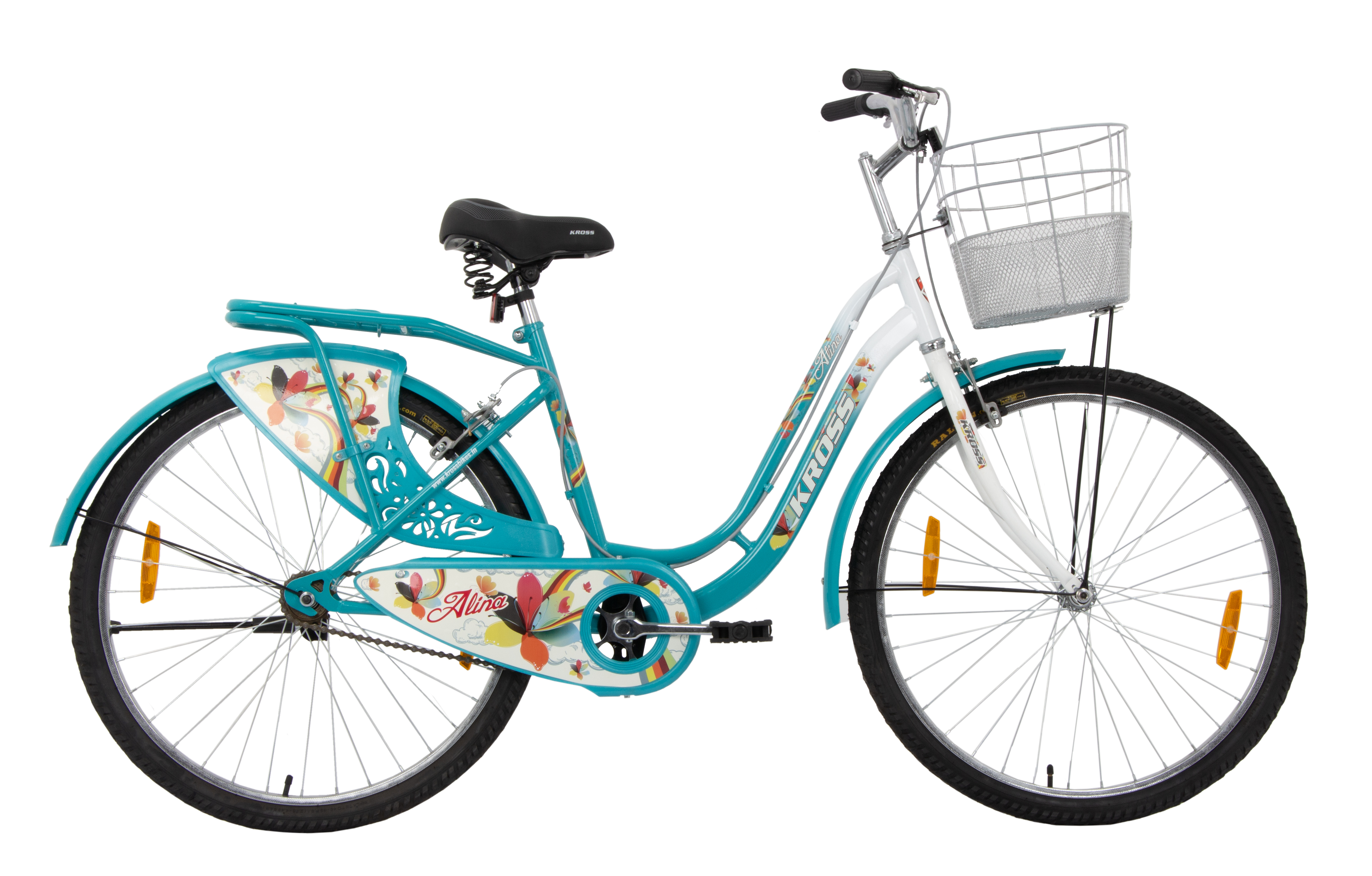 Alina 26T Single Speed City Bike with Basket & Mudguards – Steel Frame Comfort Ride