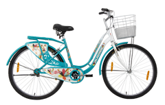 Alina 26T Single Speed City Bike with Basket & Mudguards – Steel Frame Comfort Ride