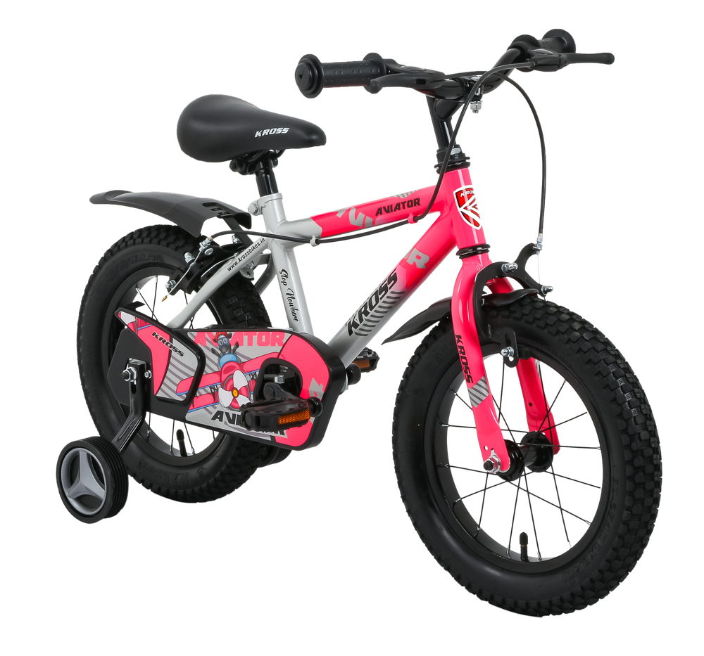 Kross Aviator 14T Kids Bicycle Grey & Pink | 14 Inch Wheel